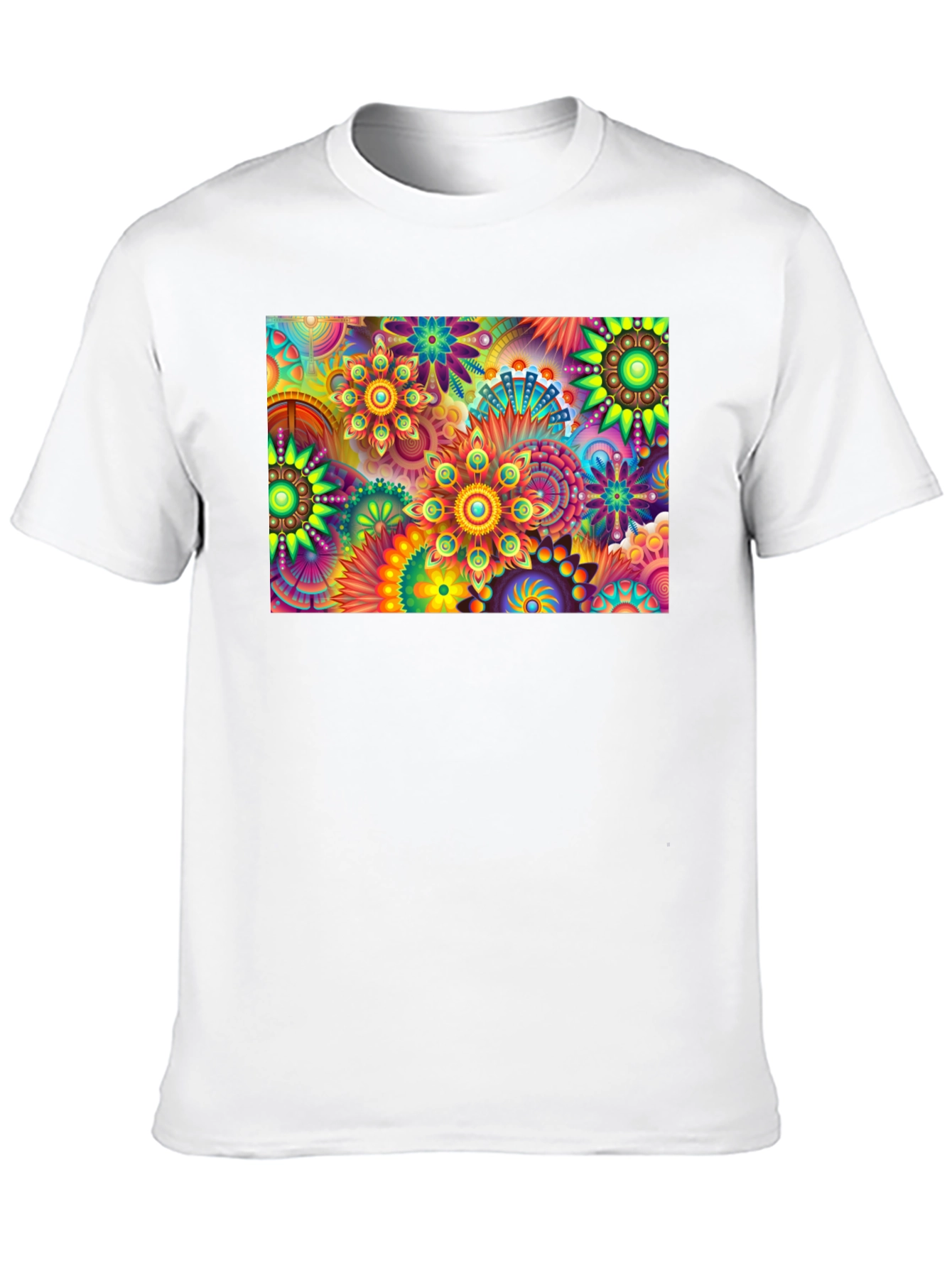 Vibrant Floral Print Black T-Shirt