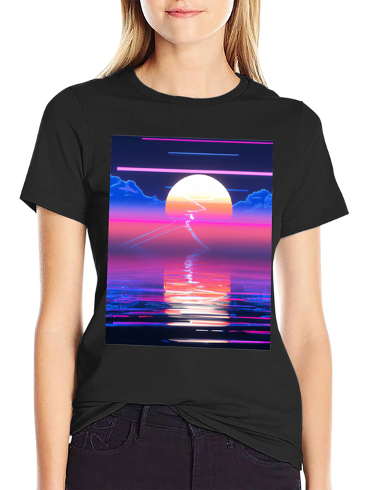 Synthwave Sunset T-Shirt - Retro 80s Aesthetic