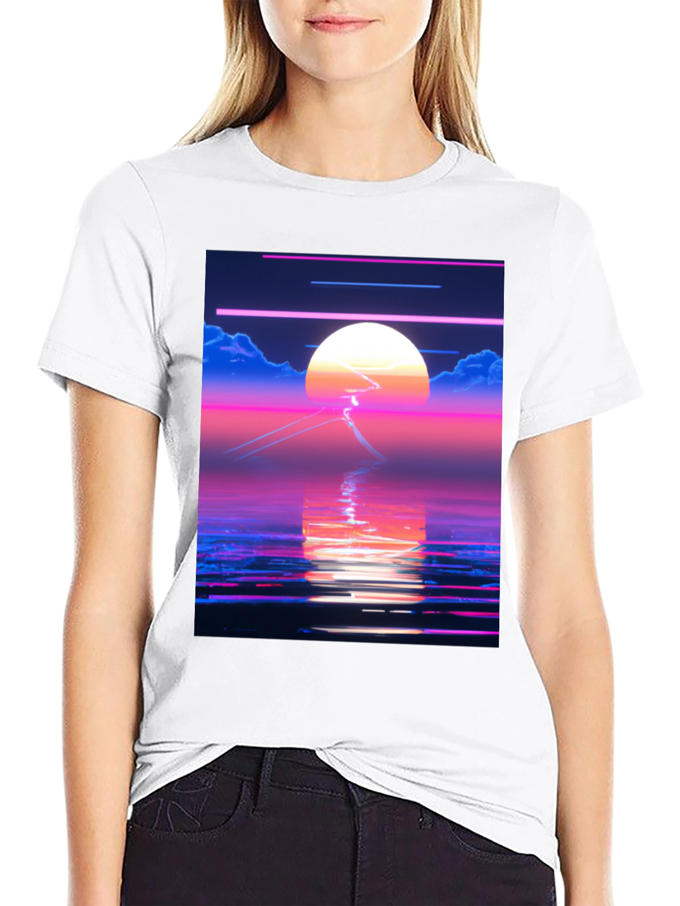 Synthwave Sunset T-Shirt - Retro 80s Aesthetic