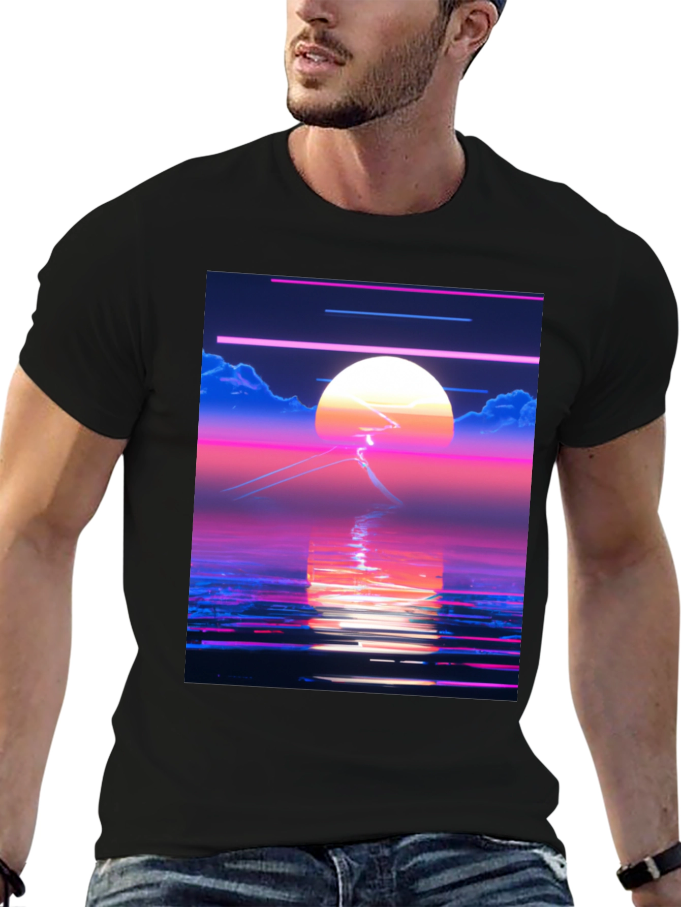 Synthwave Sunset T-Shirt - Retro 80s Aesthetic