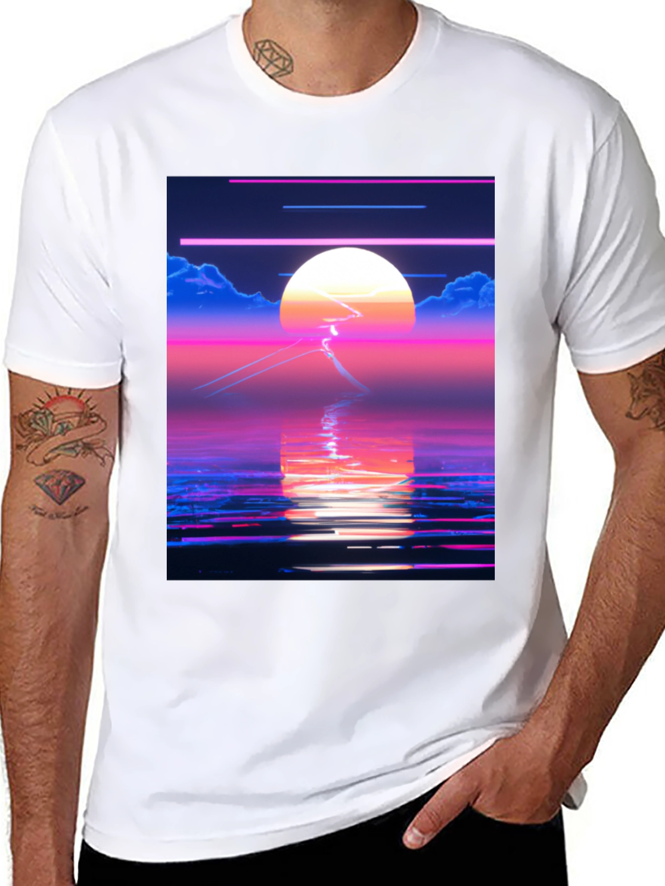 Synthwave Sunset T-Shirt - Retro 80s Aesthetic