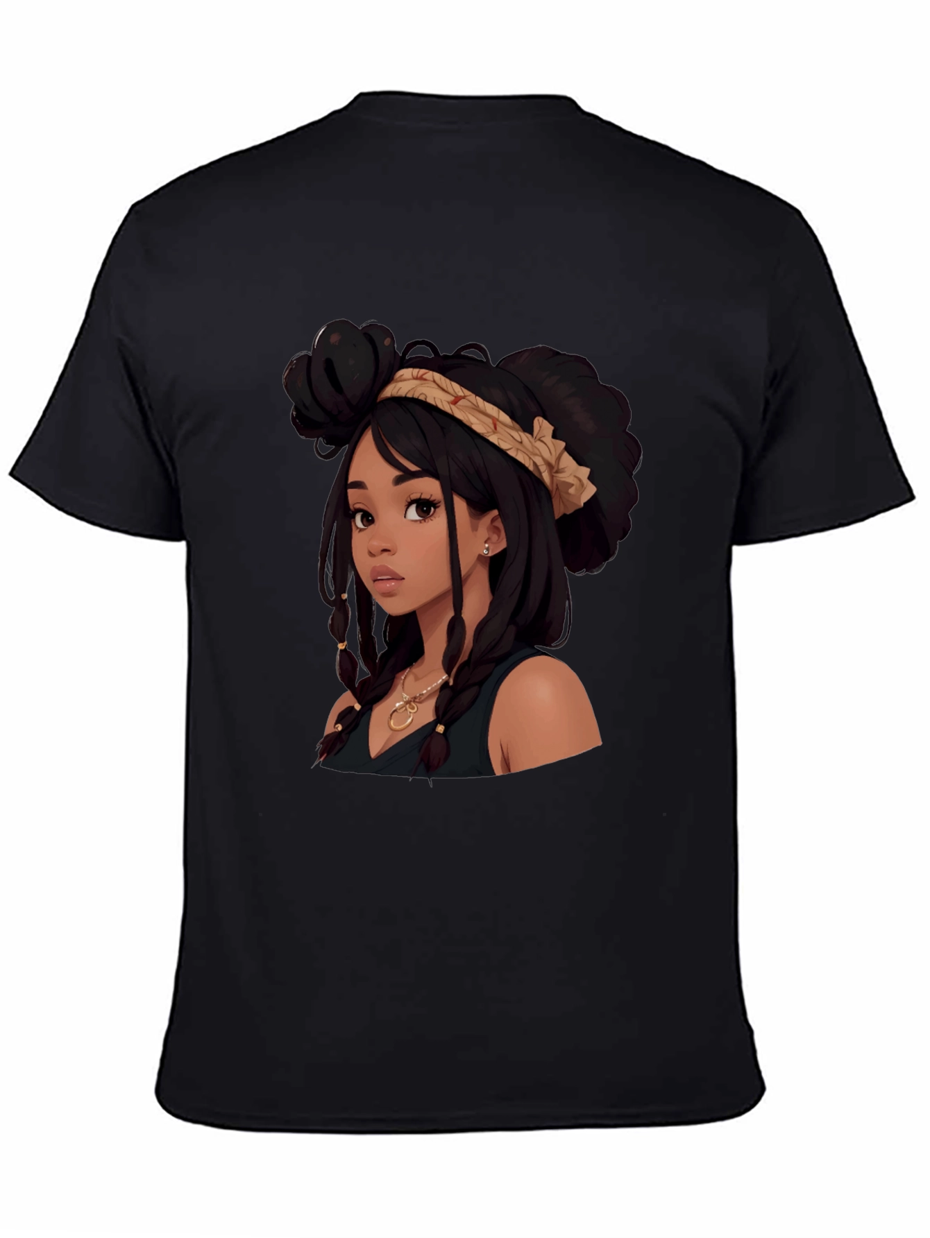Stylish Cartoon Girl Graphic Tee - Black