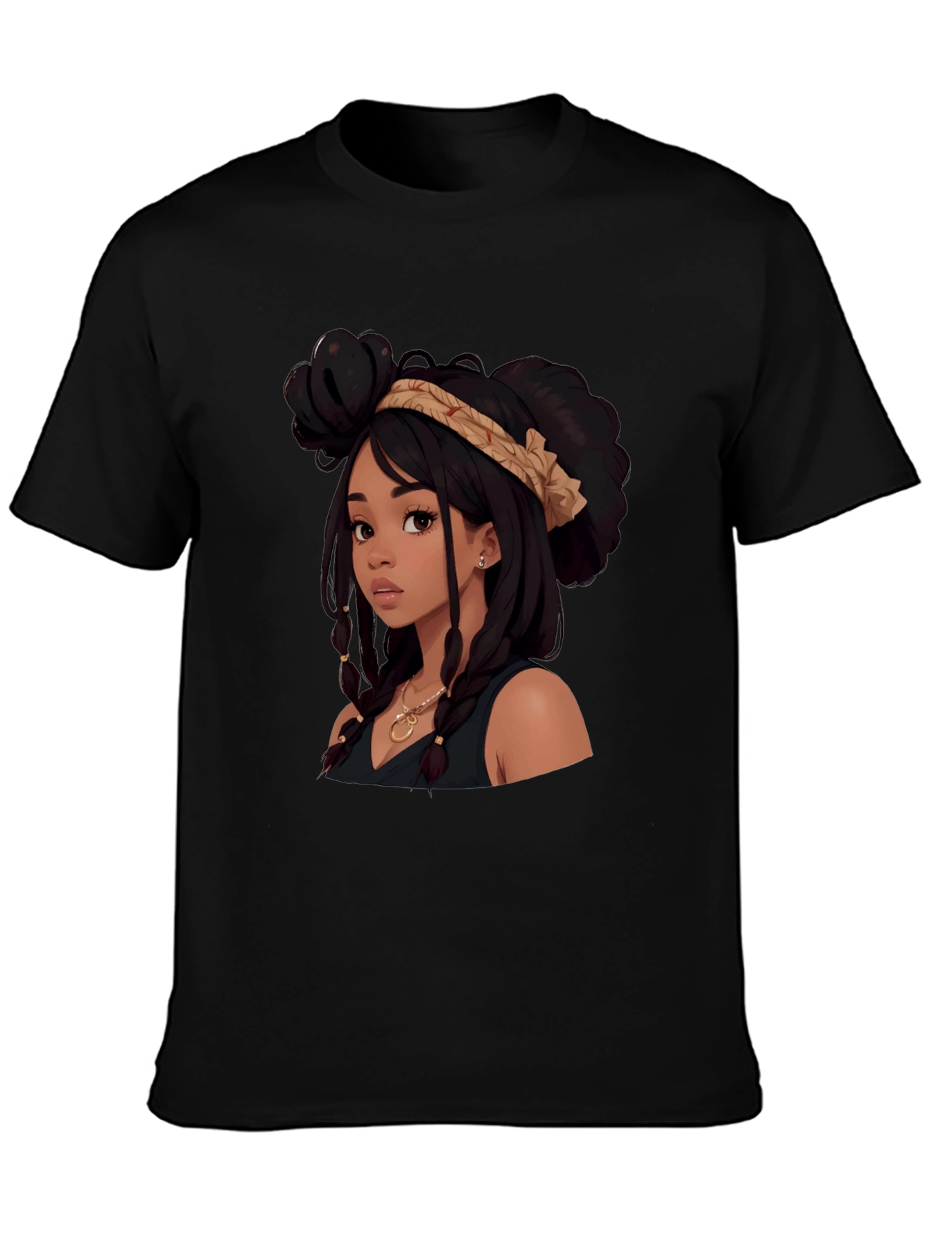 Stylish Cartoon Girl Graphic Tee - Black