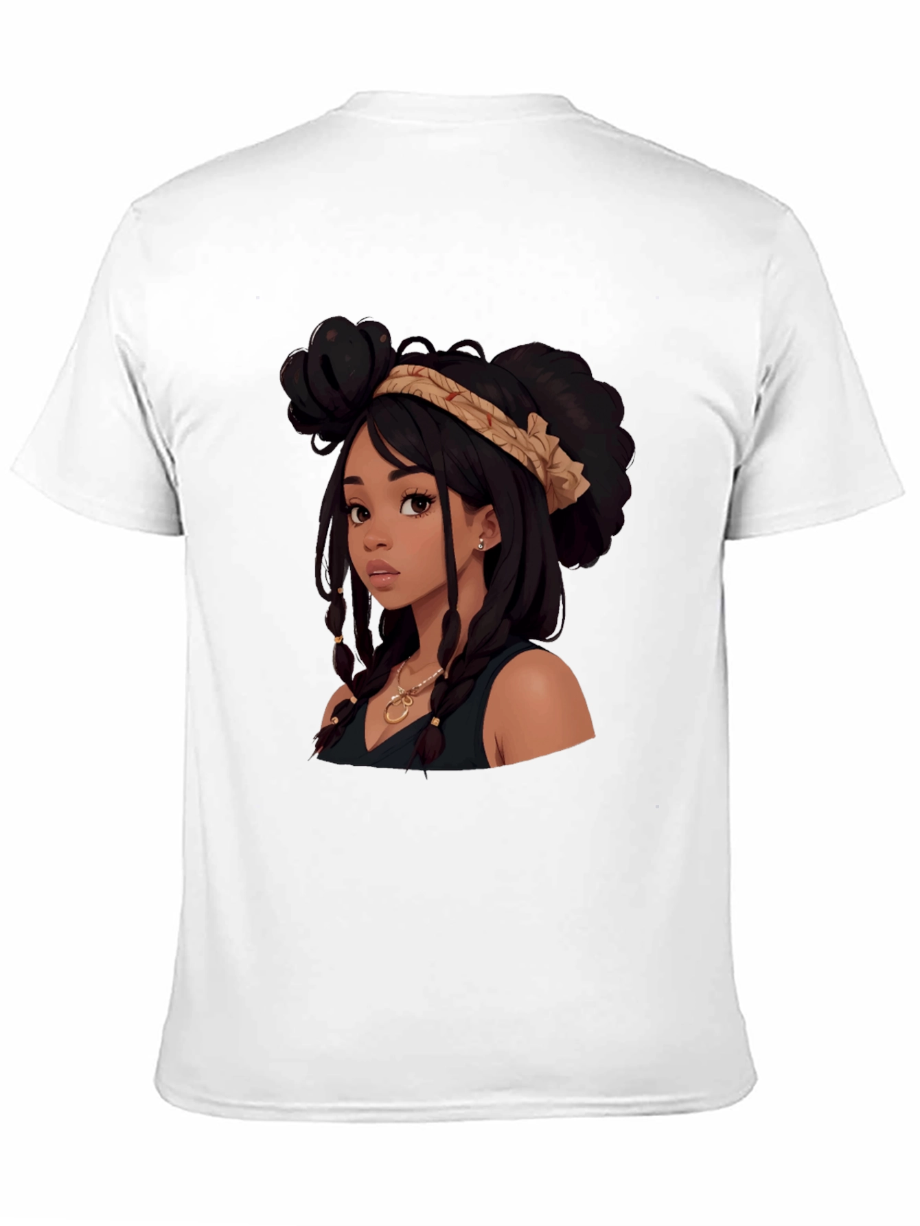 Stylish Cartoon Girl Graphic Tee - Black