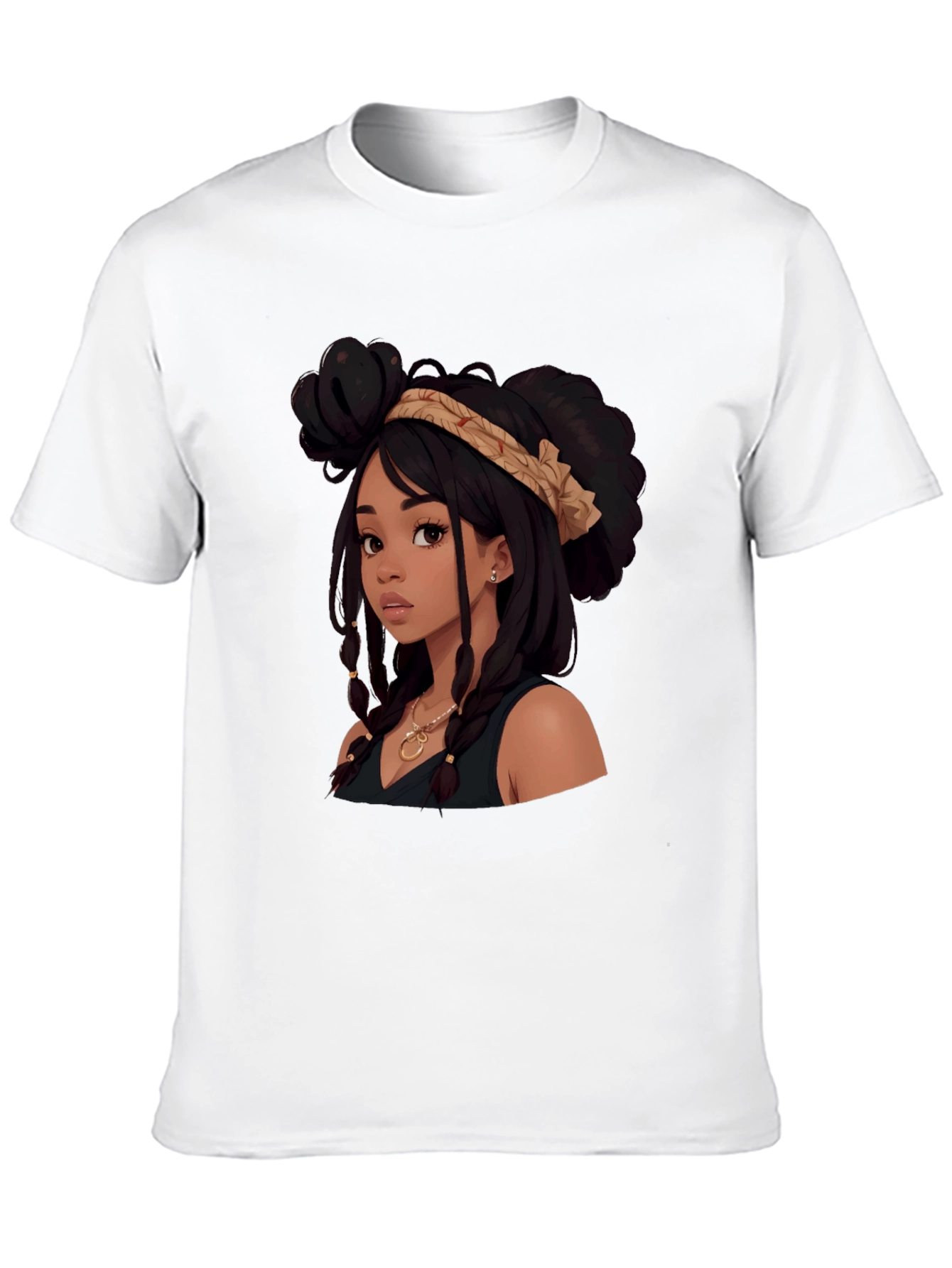 Stylish Cartoon Girl Graphic Tee - Black