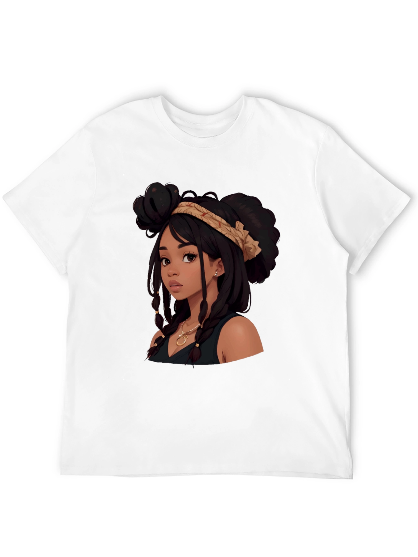 Stylish Cartoon Girl Graphic Tee - Black