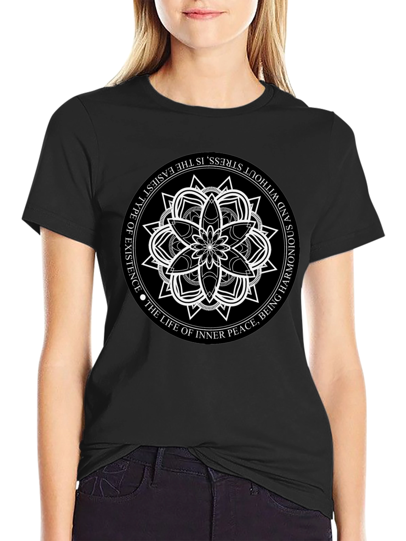 Black Mandala T-Shirt - Inner Peace Design
