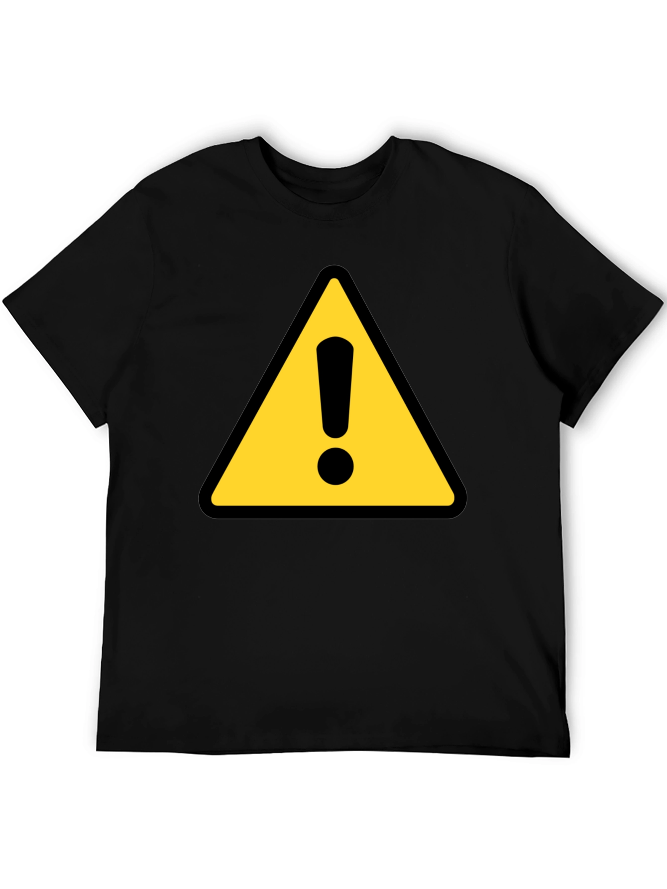 Warning Sign T-Shirt - Black Crew Neck Tee