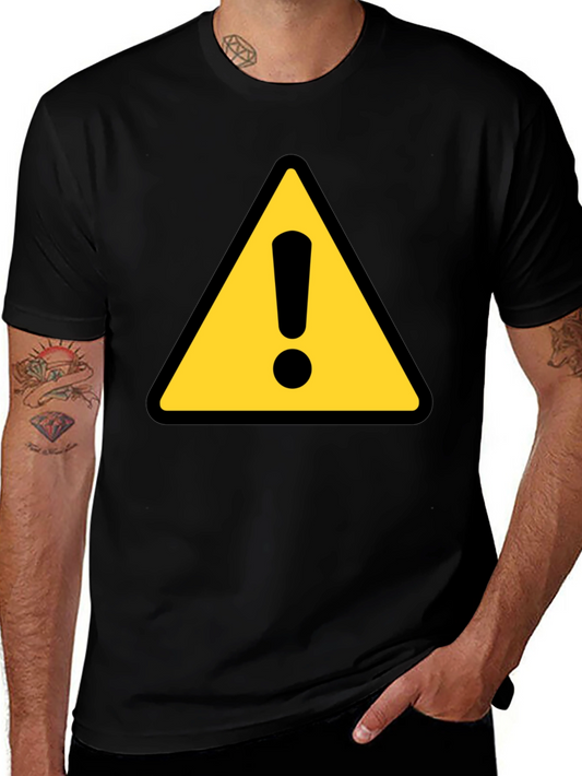 Warning Sign T-Shirt - Black Crew Neck Tee