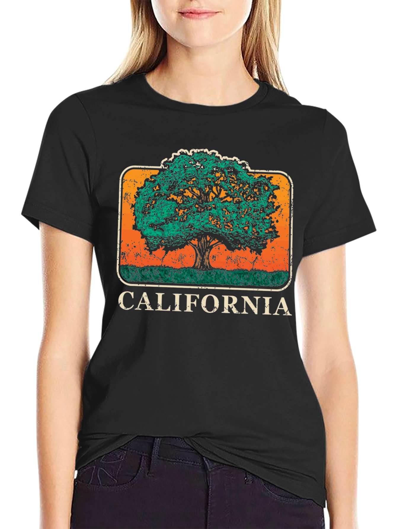 California Tree Graphic Black T-Shirt