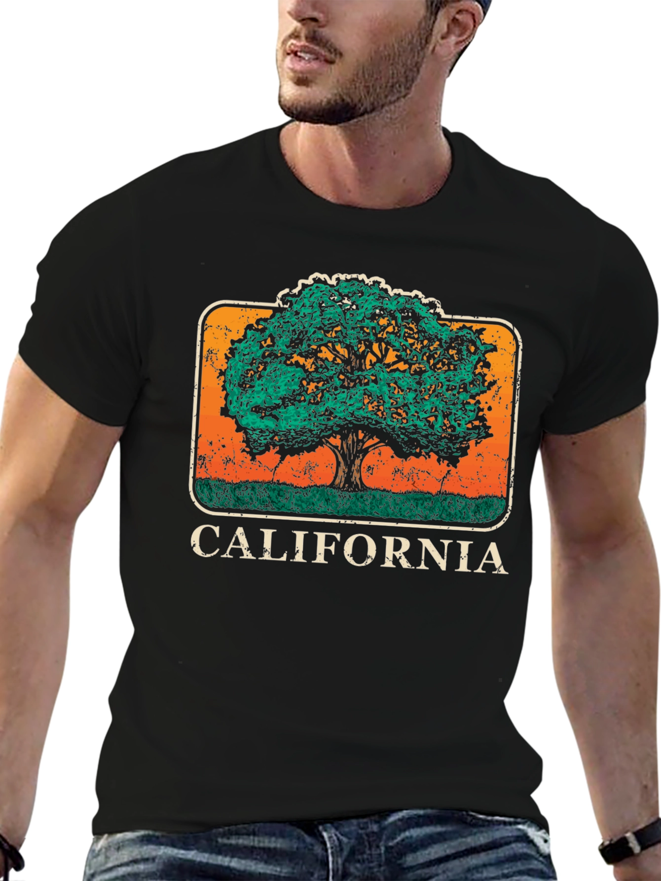California Tree Graphic Black T-Shirt
