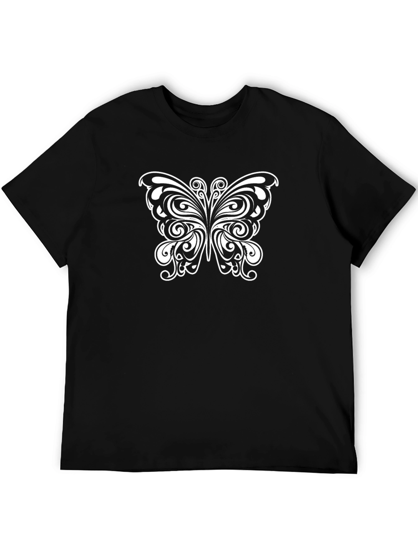 Elegant Butterfly Graphic Tee - Black