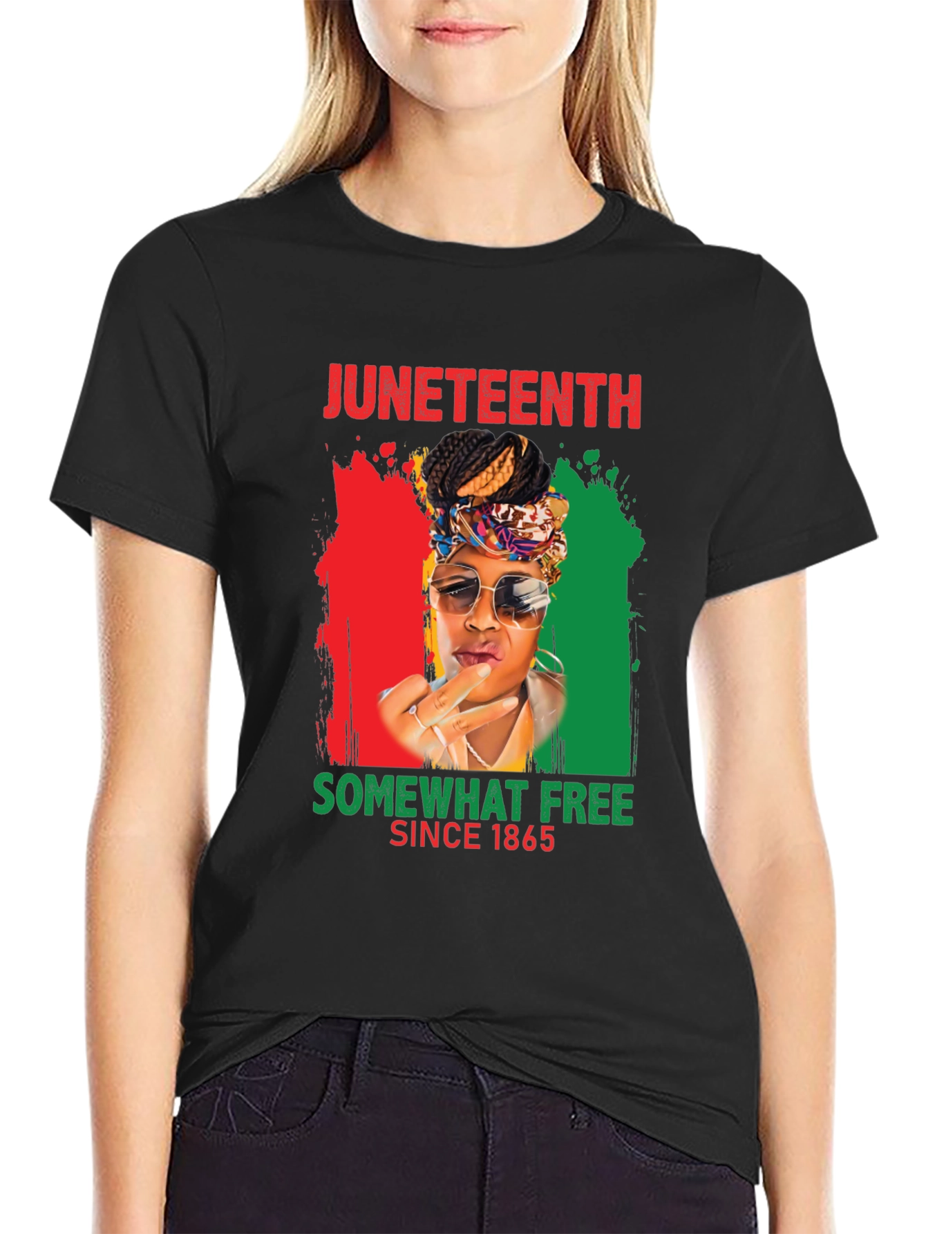 Juneteenth Somewhat Free Since 1865 Black T-Shirt