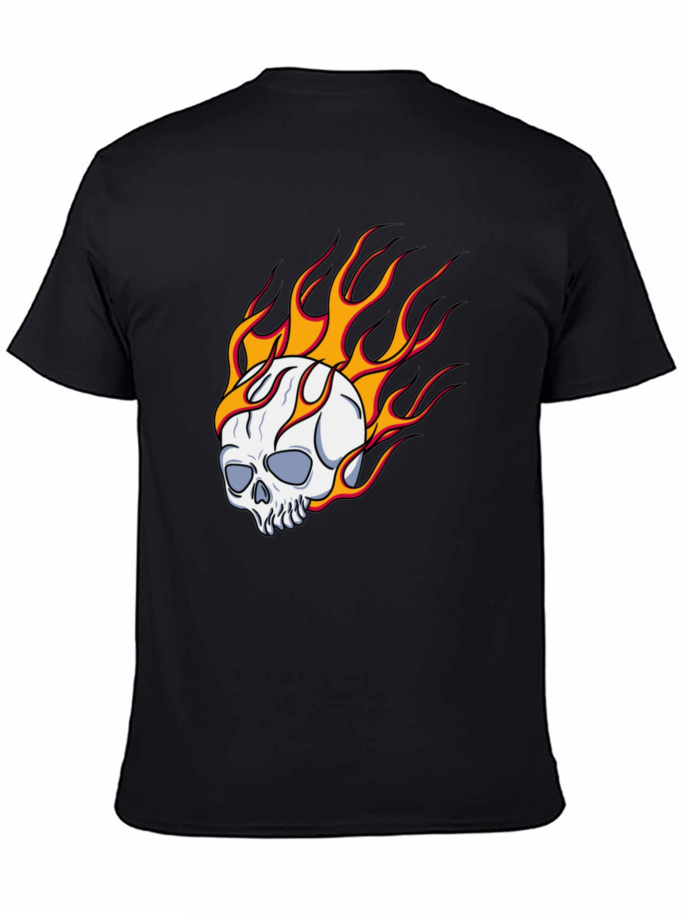 Skull On Fire Graphic Tee - Bold Black T-Shirt