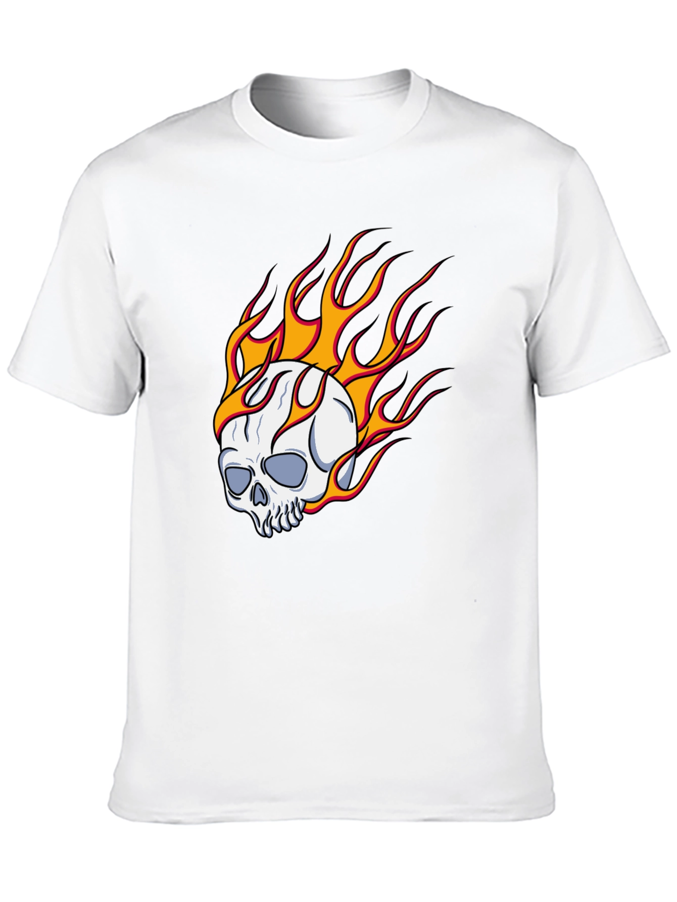 Skull On Fire Graphic Tee - Bold Black T-Shirt