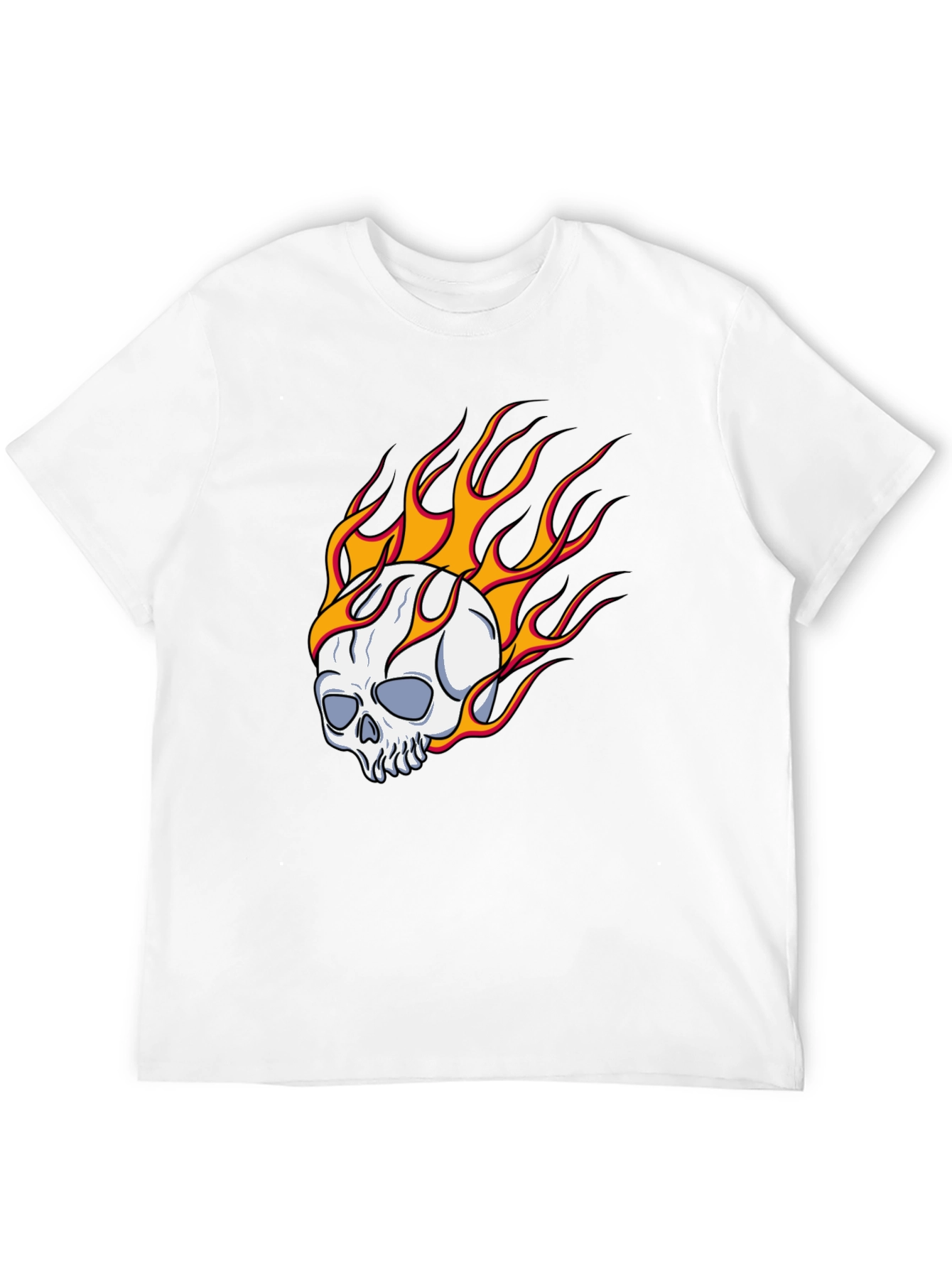 Skull On Fire Graphic Tee - Bold Black T-Shirt