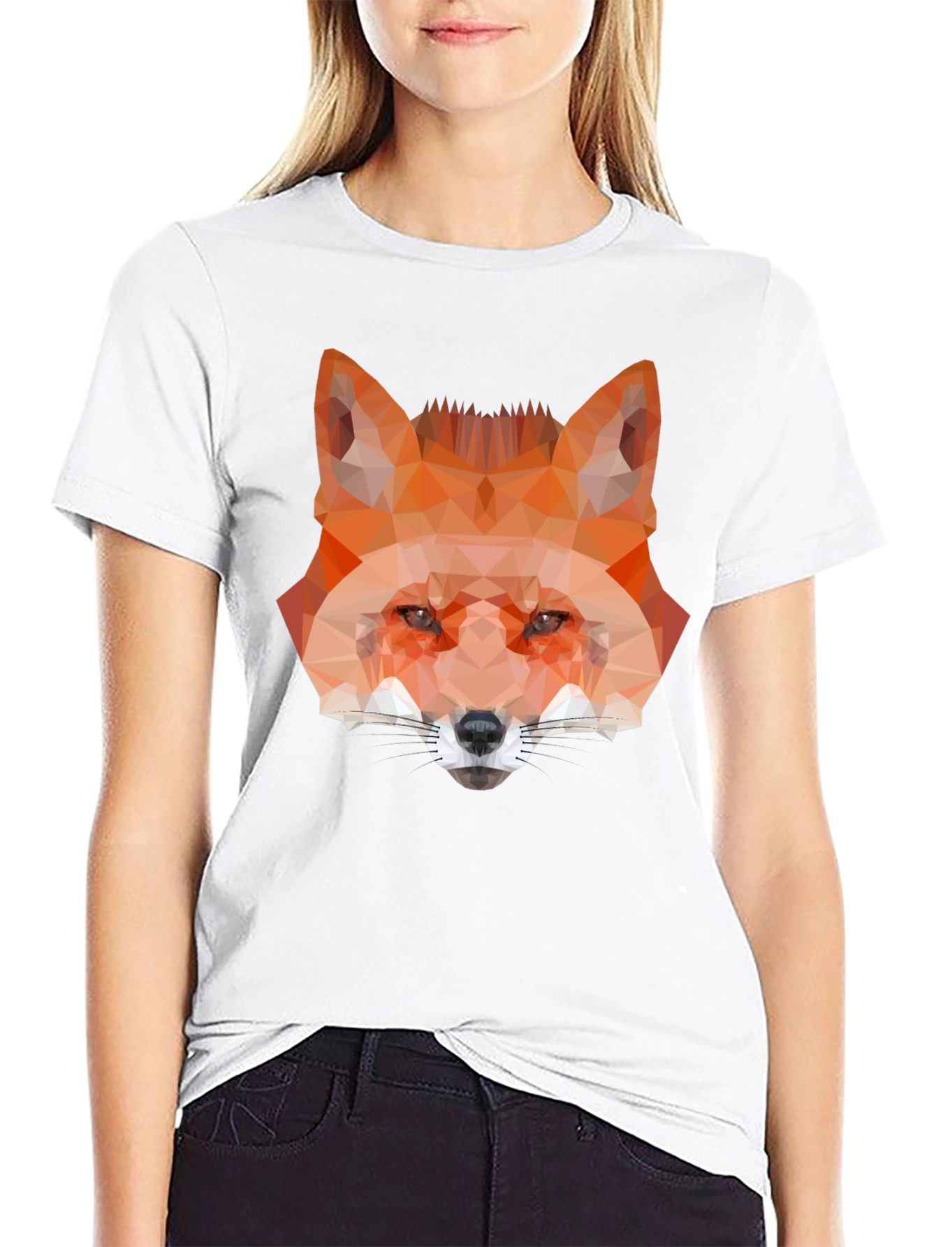 Geometric Fox Graphic Tee - Black