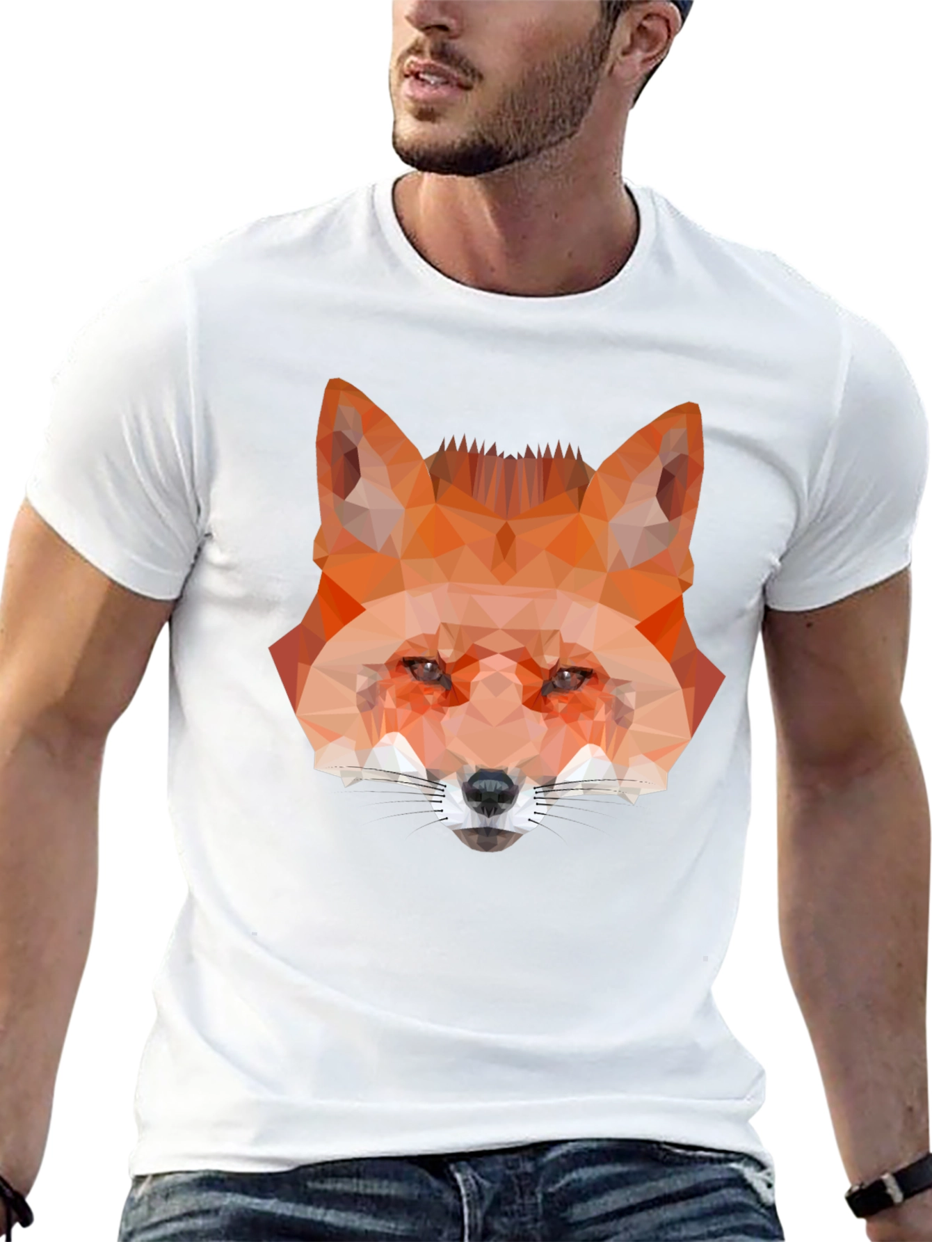 Geometric Fox Graphic Tee - Black