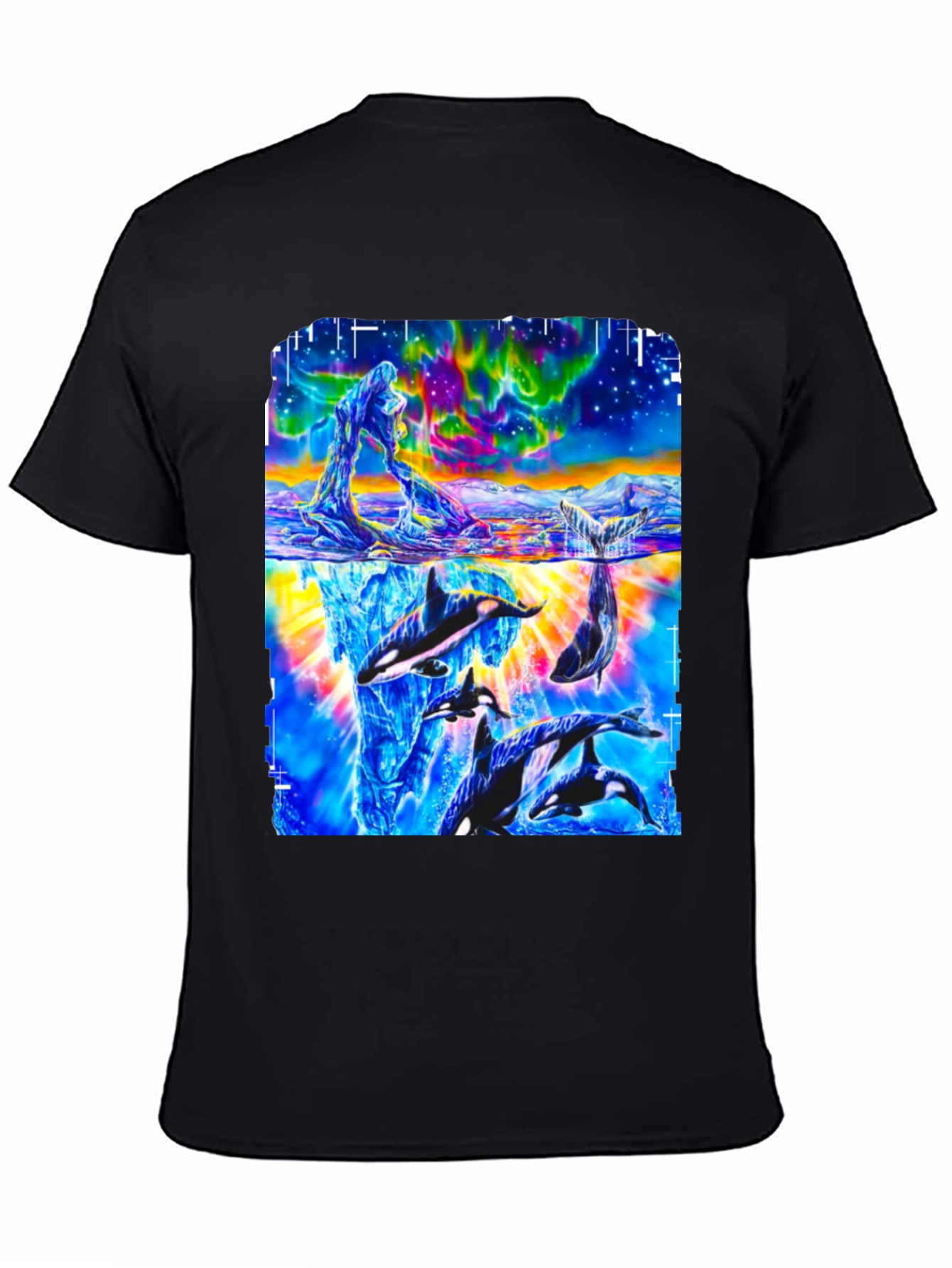 Orca Aurora Borealis Graphic Print T-Shirt