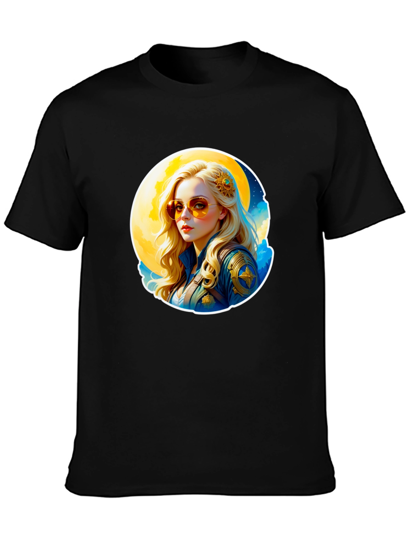 Retro Moonbeam T-Shirt - Black Cotton Tee