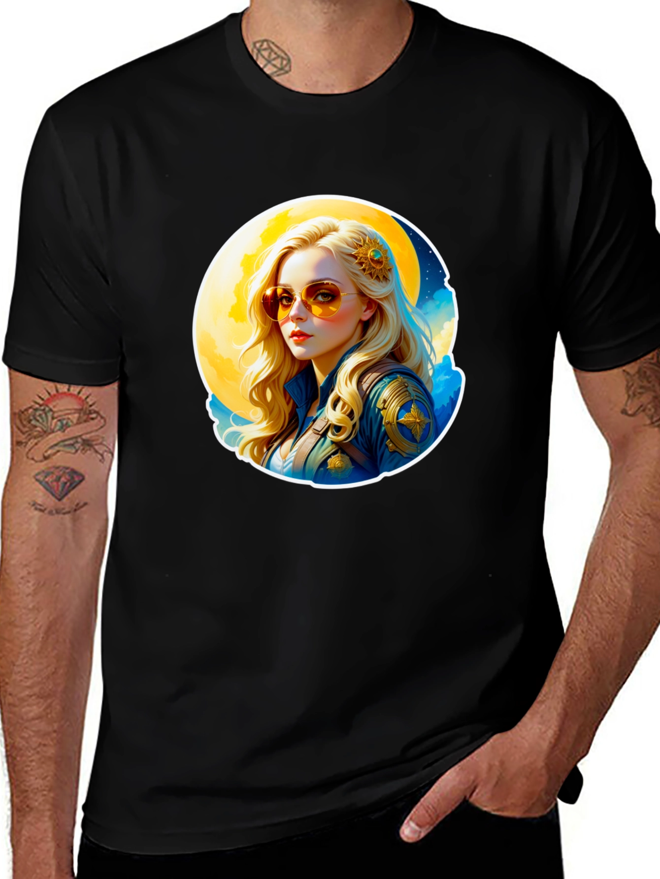 Retro Moonbeam T-Shirt - Black Cotton Tee