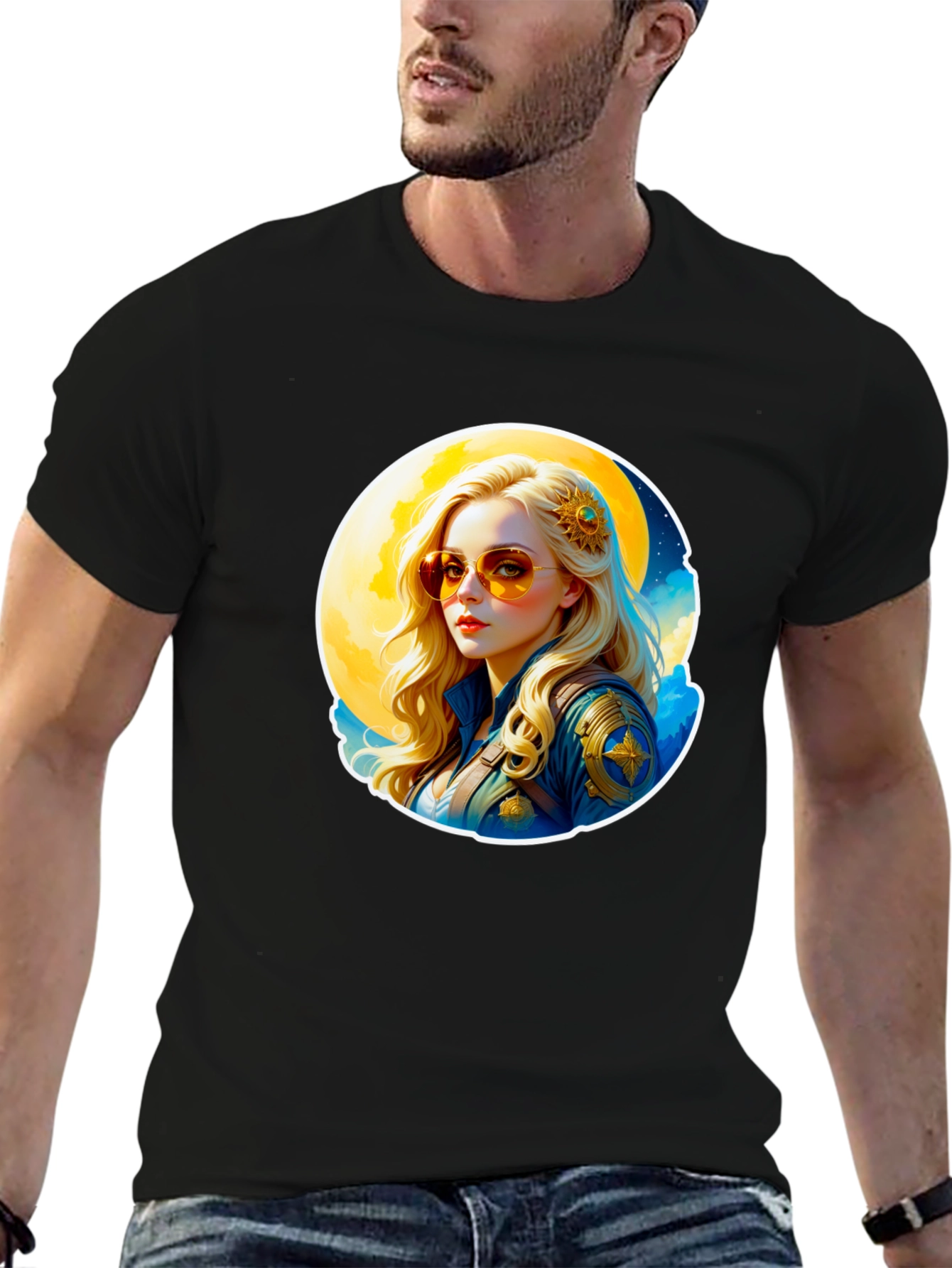 Retro Moonbeam T-Shirt - Black Cotton Tee