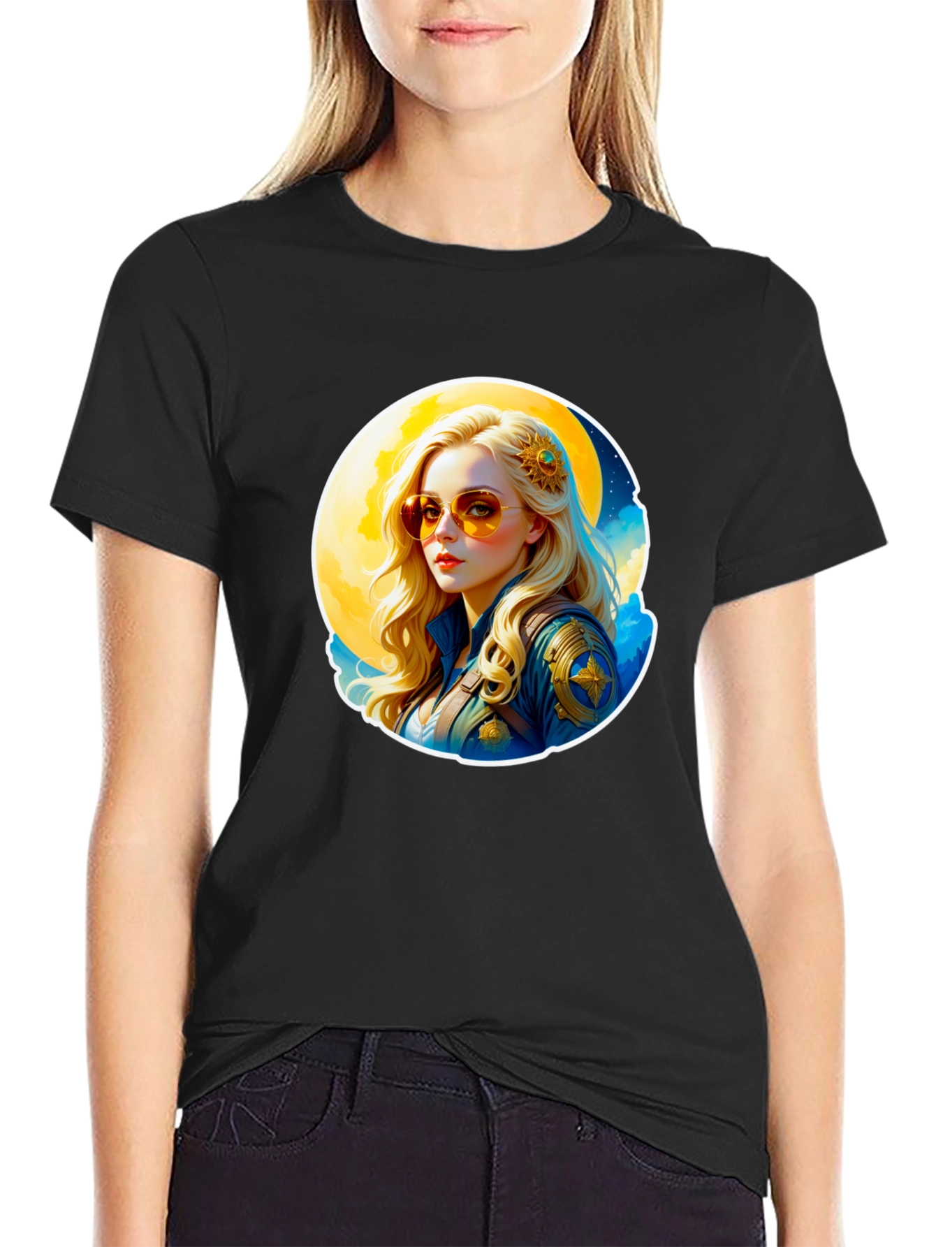 Retro Moonbeam T-Shirt - Black Cotton Tee