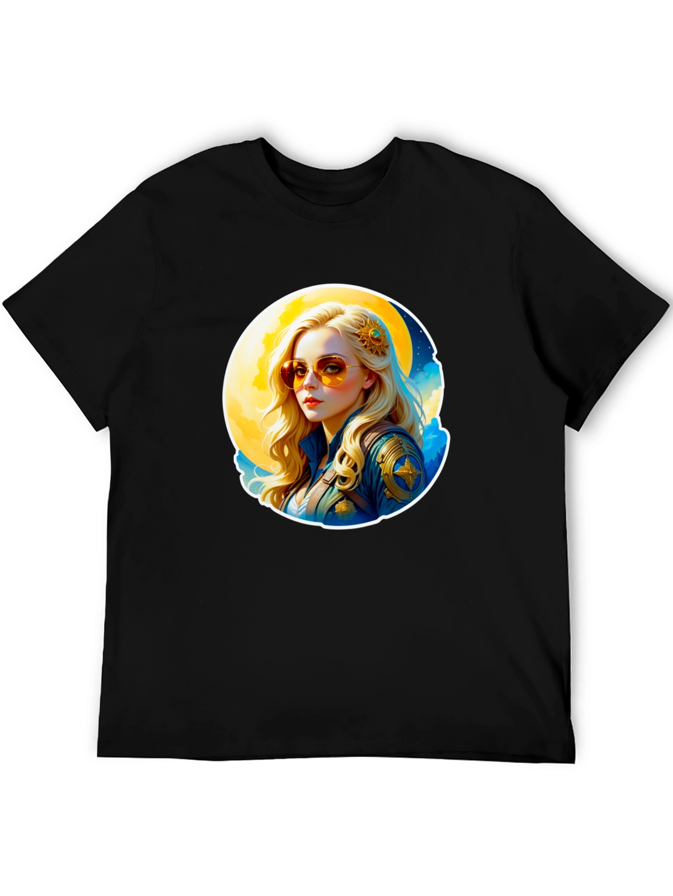 Retro Moonbeam T-Shirt - Black Cotton Tee