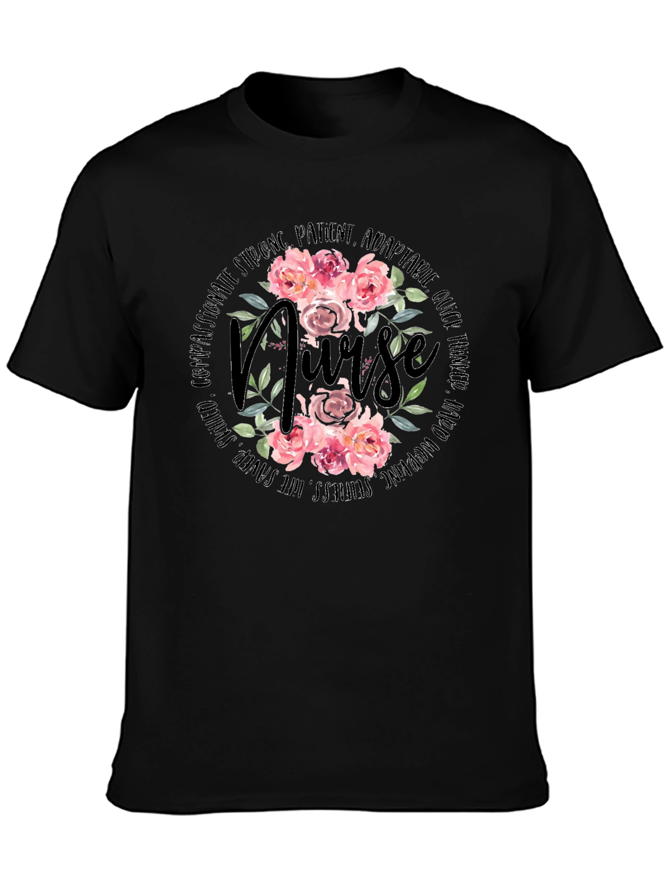 Floral Nurse T-Shirt - Compassionate & Strong