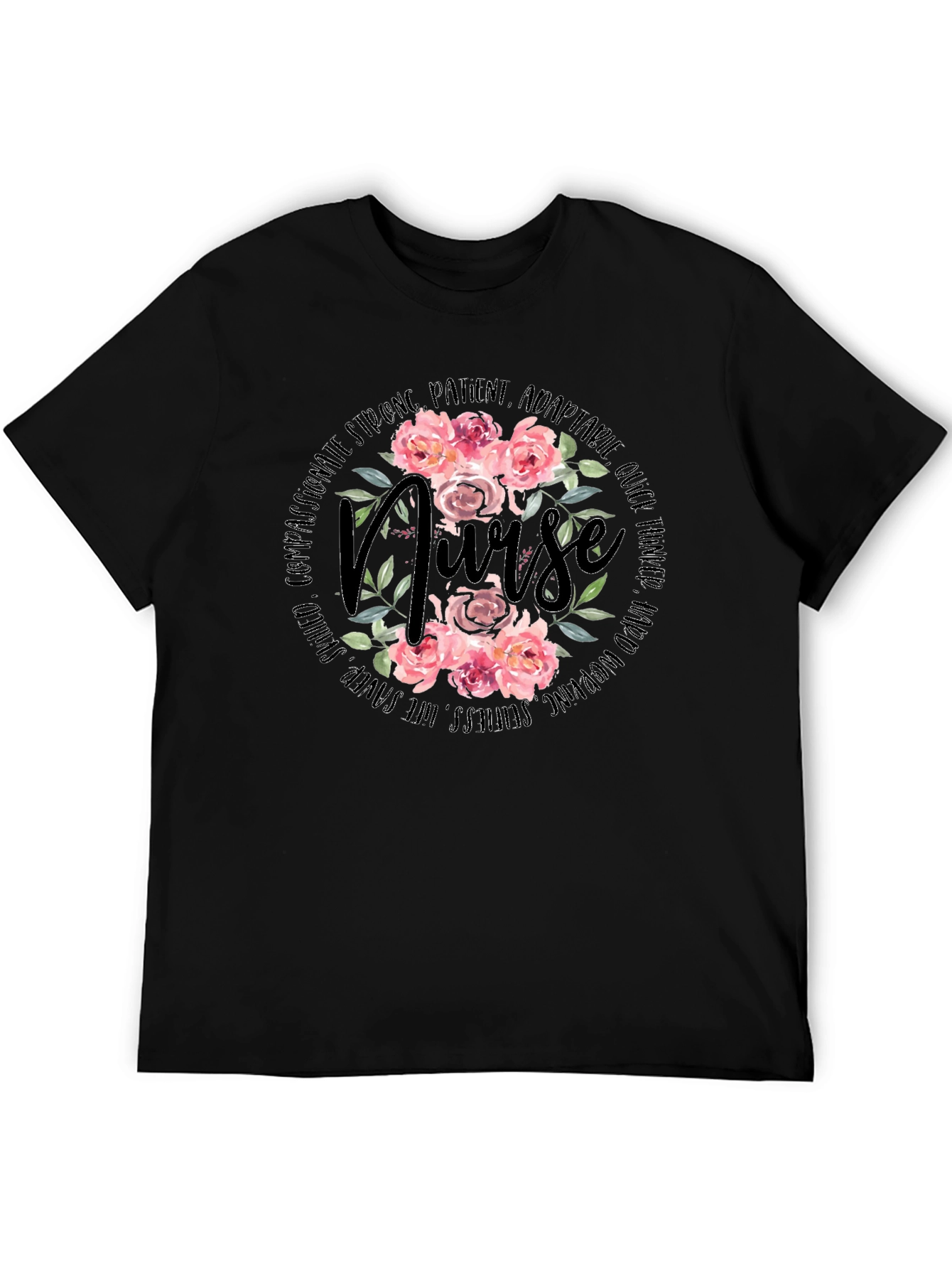 Floral Nurse T-Shirt - Compassionate & Strong