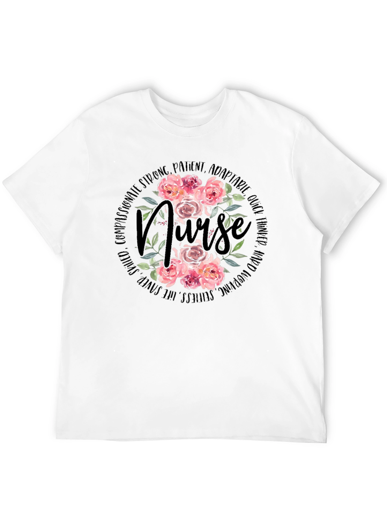 Floral Nurse T-Shirt - Compassionate & Strong