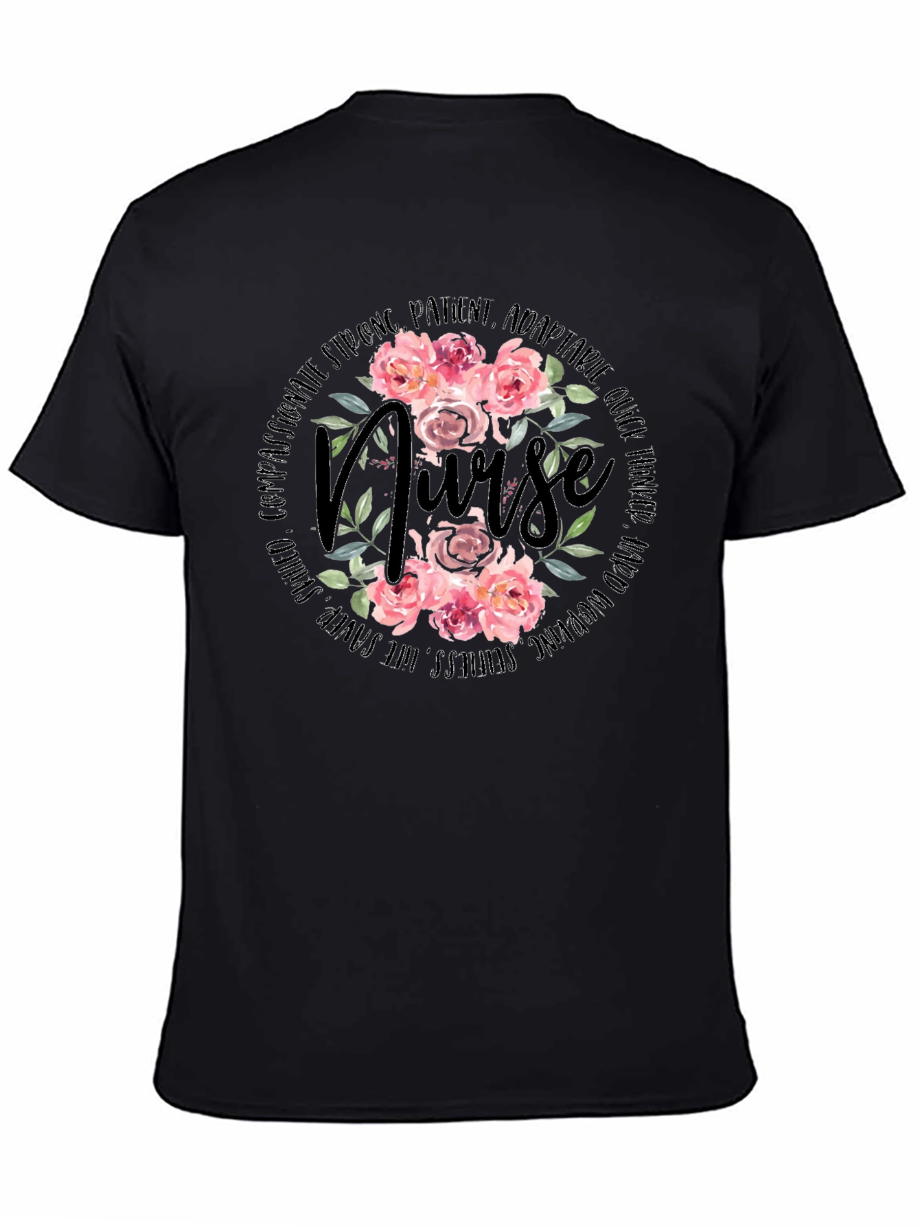 Floral Nurse T-Shirt - Compassionate & Strong