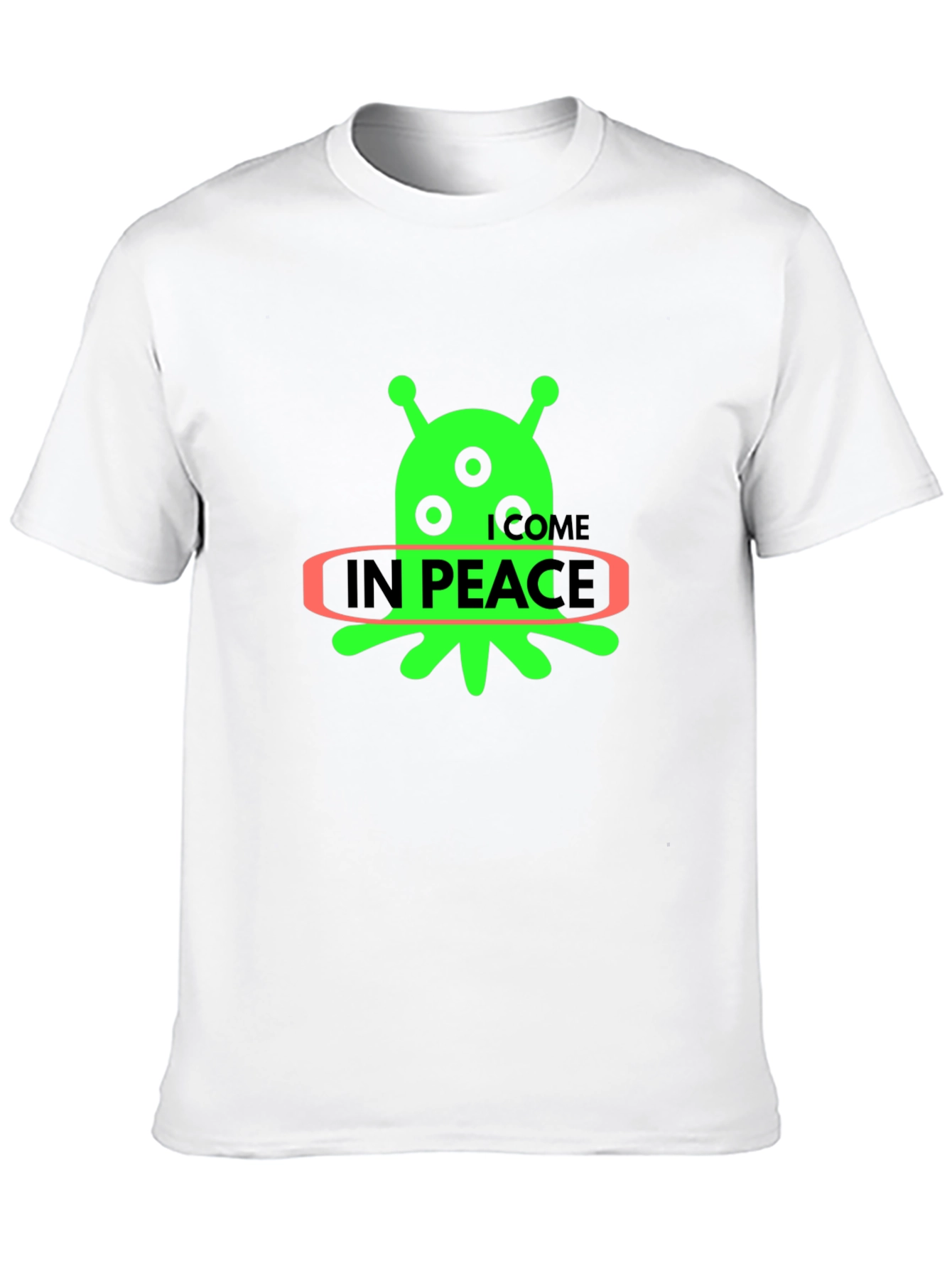 Alien In Peace Graphic T-Shirt - Black Cotton Blend
