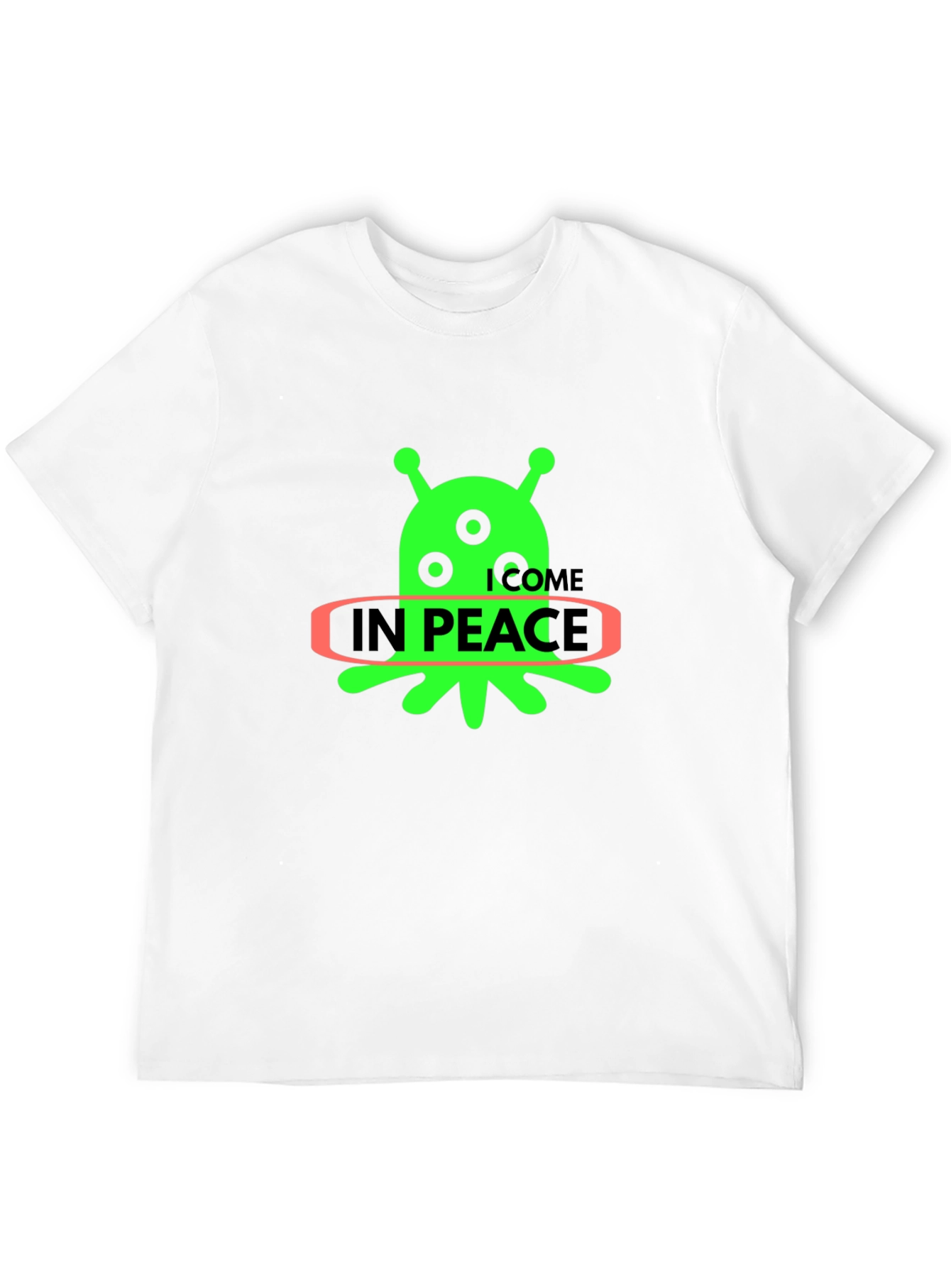 Alien In Peace Graphic T-Shirt - Black Cotton Blend