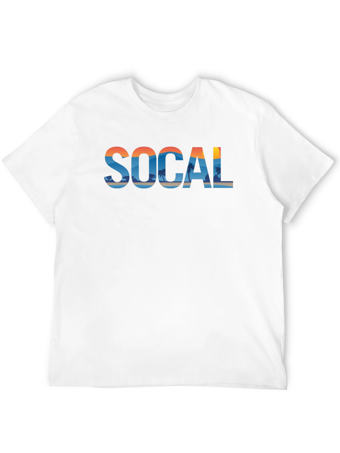 SoCal Beach Print Mens Black Graphic Tee