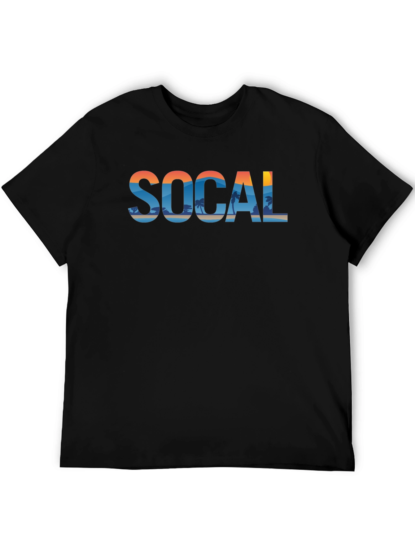 SoCal Beach Print Mens Black Graphic Tee