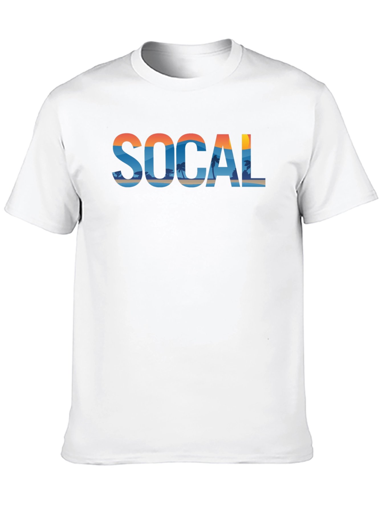SoCal Beach Print Mens Black Graphic Tee