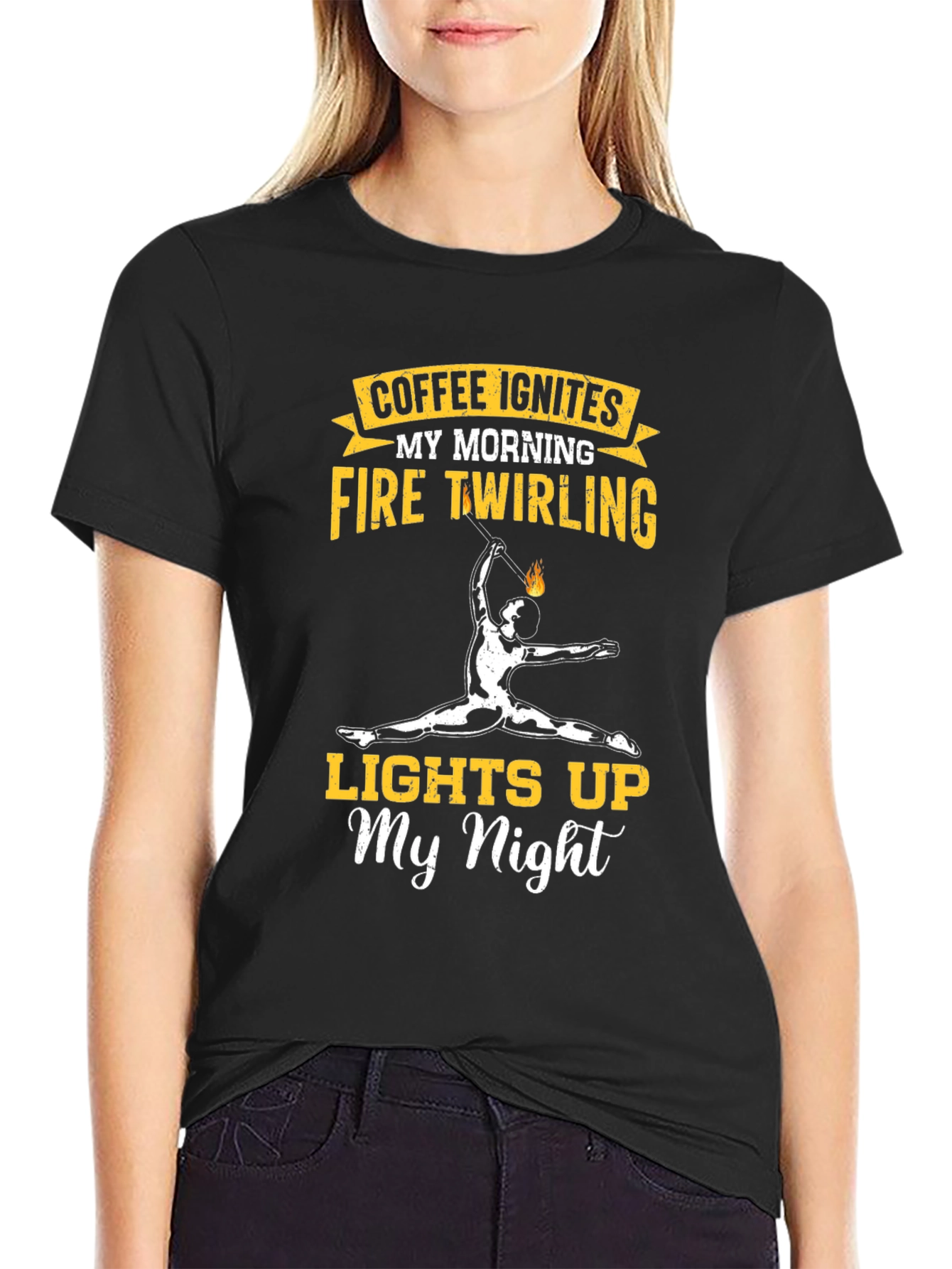 Coffee Ignites Fire Twirling Graphic Tee