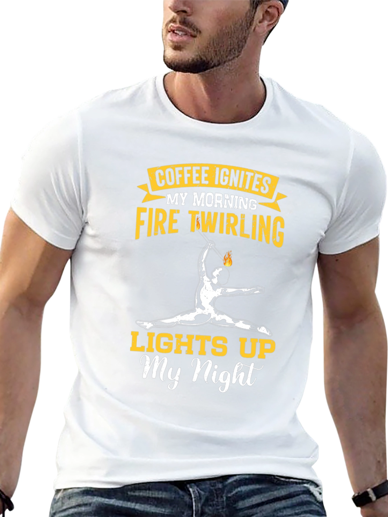 Coffee Ignites Fire Twirling Graphic Tee