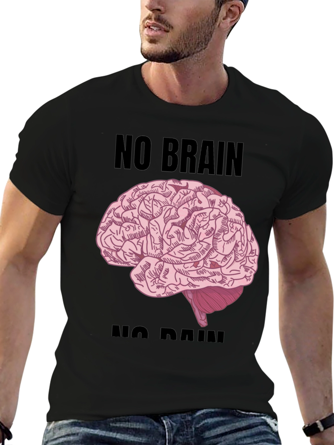 No Brain No Pain T-Shirt - Funny Graphic Tee
