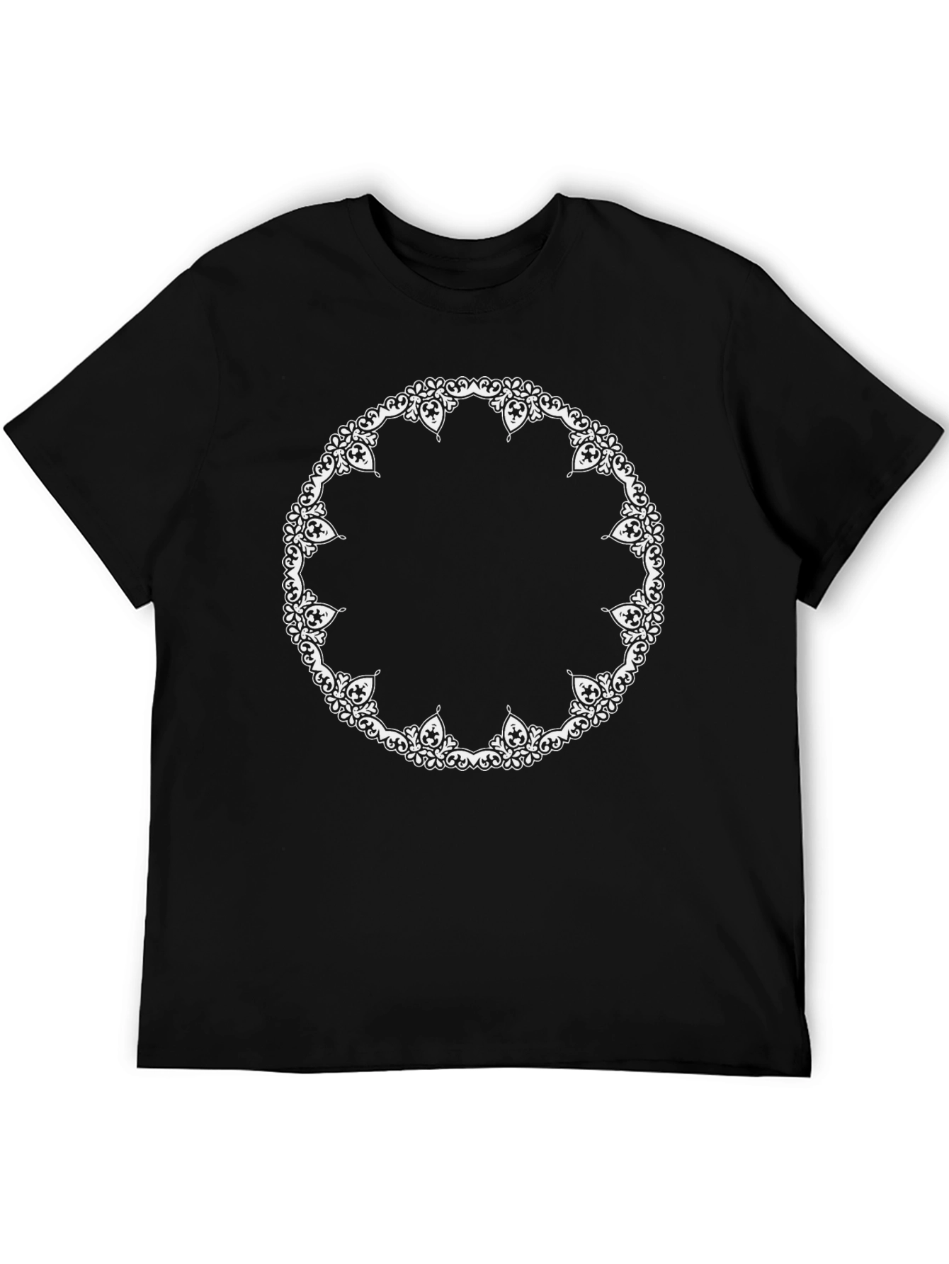 Black T-Shirt with Ornate Circle Design