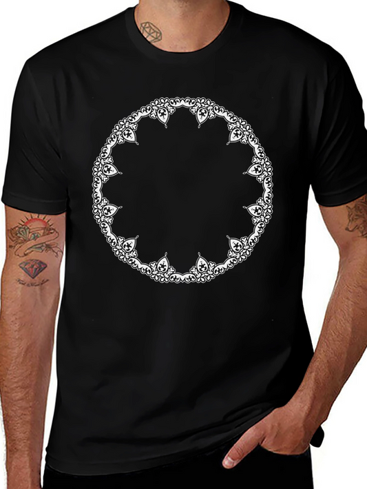 Black T-Shirt with Ornate Circle Design