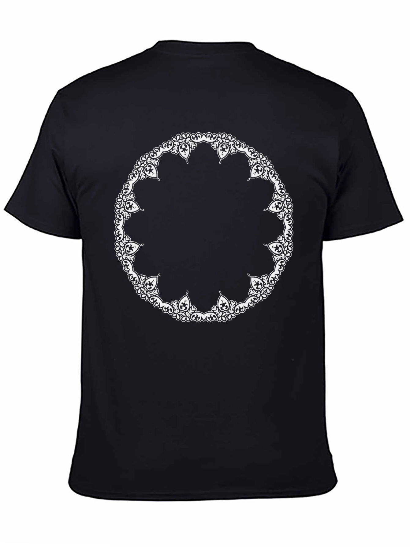 Black T-Shirt with Ornate Circle Design