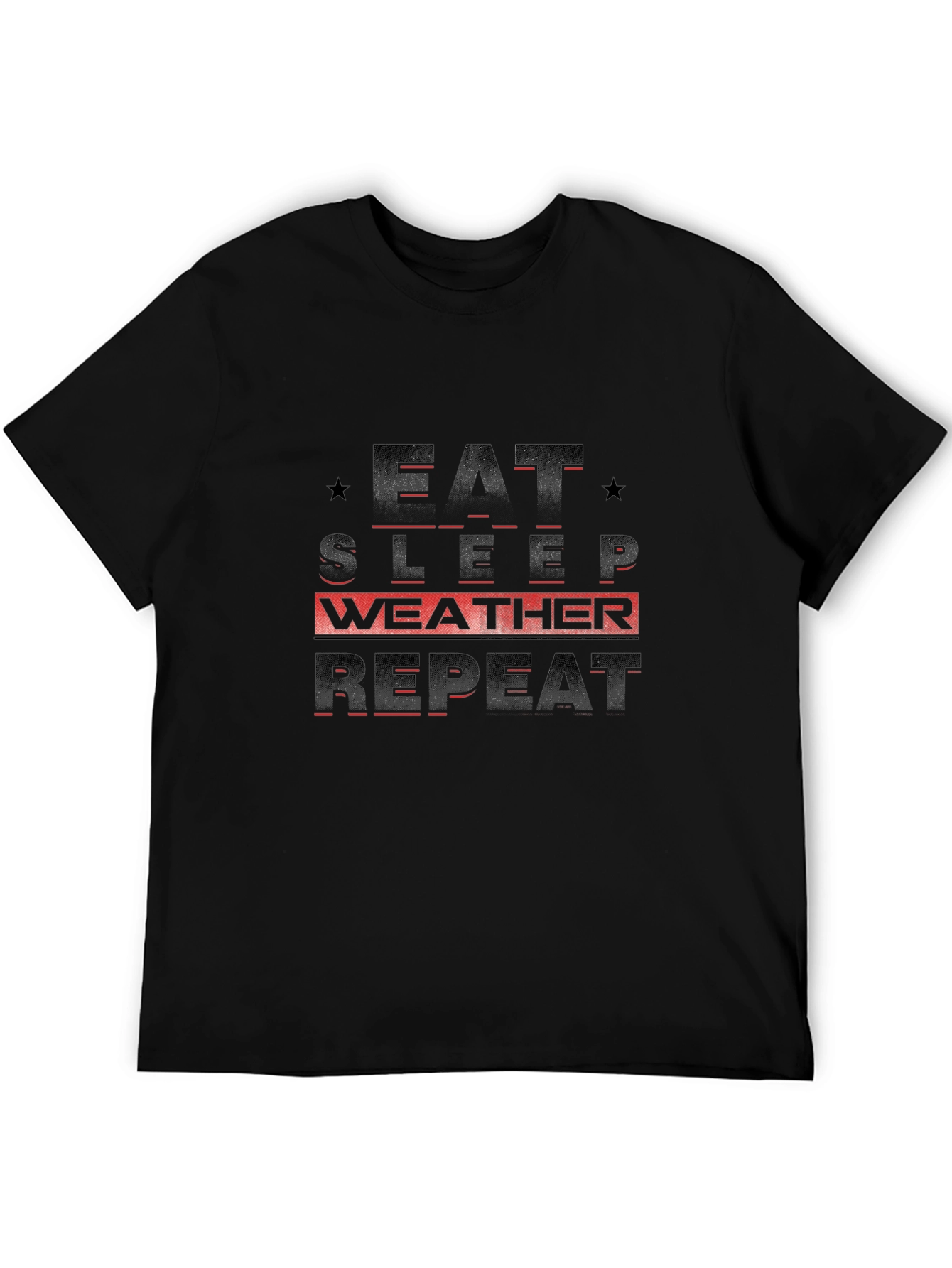 Eat Sleep Weather Repeat Black Graphic Tee