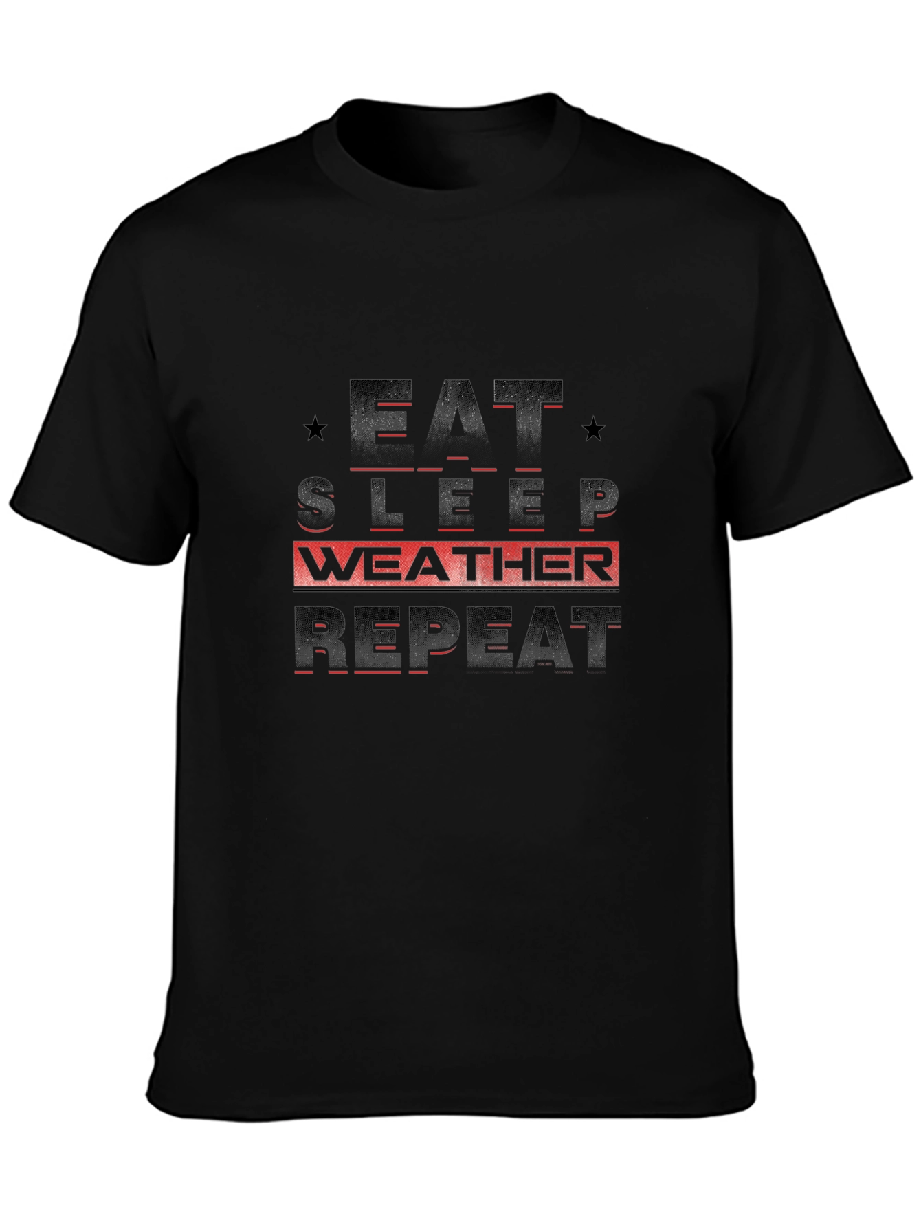 Eat Sleep Weather Repeat Black Graphic Tee
