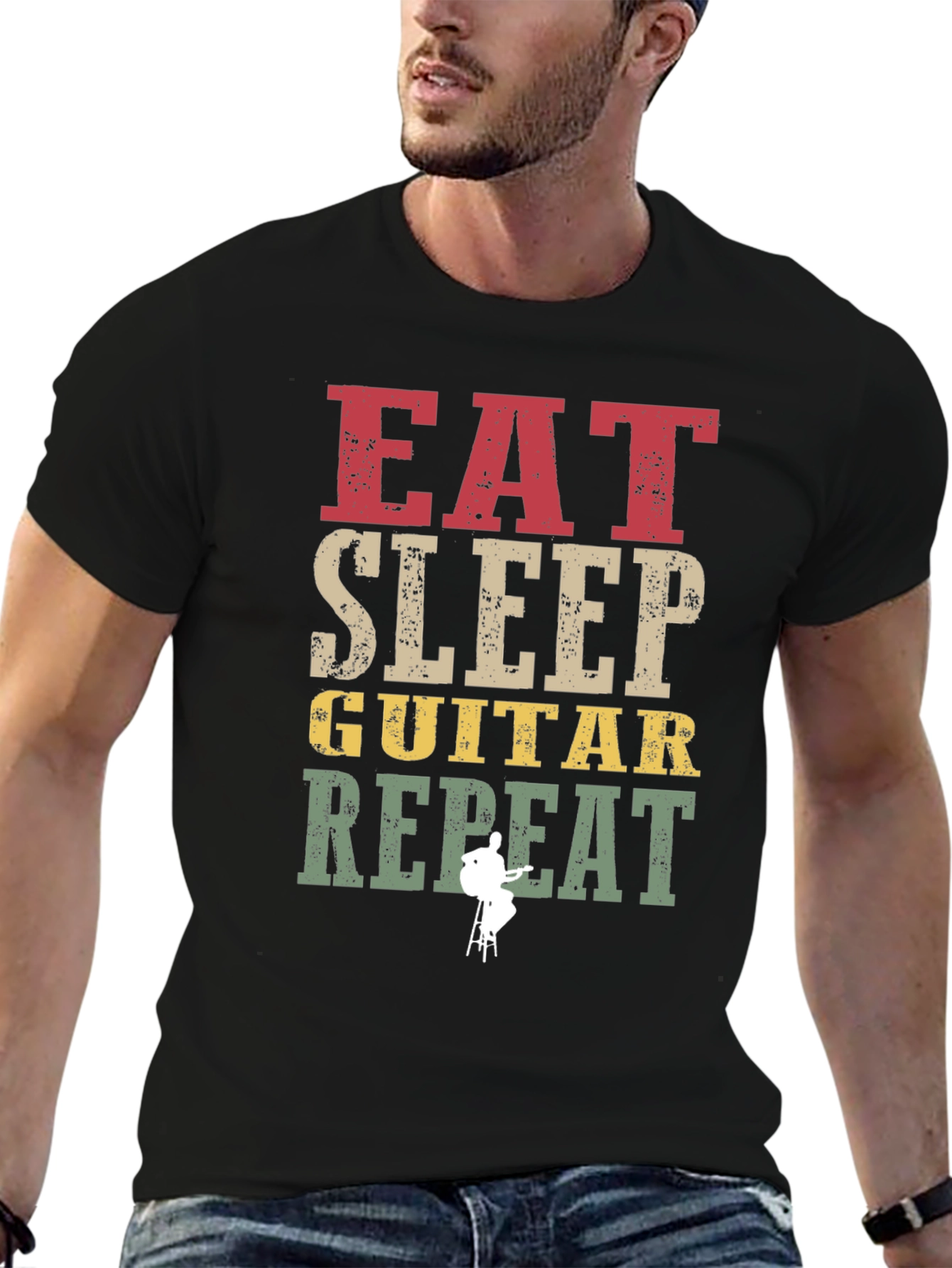 Eat Sleep Guitar Repeat Graphic Tee