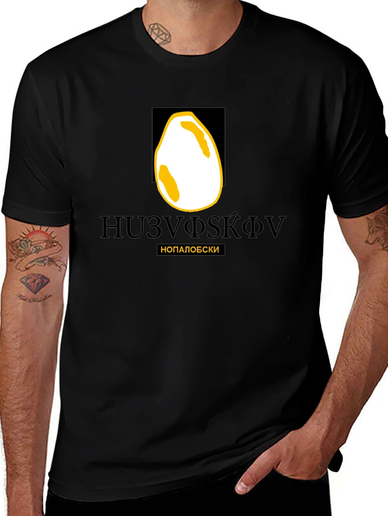 Novelty Egg Graphic Black T-Shirt