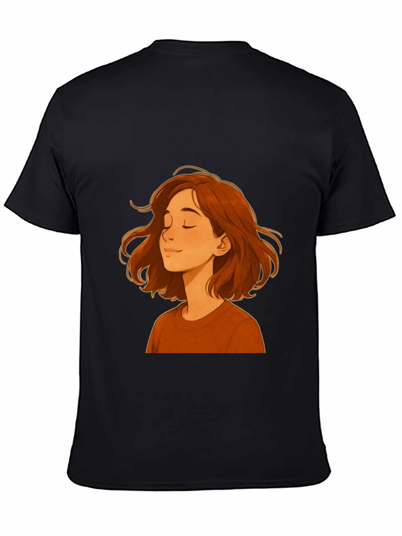 Woman Cartoon Graphic Print Black T-Shirt