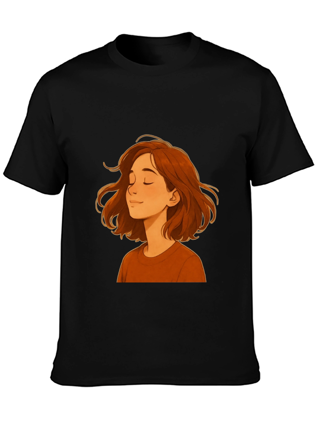 Woman Cartoon Graphic Print Black T-Shirt