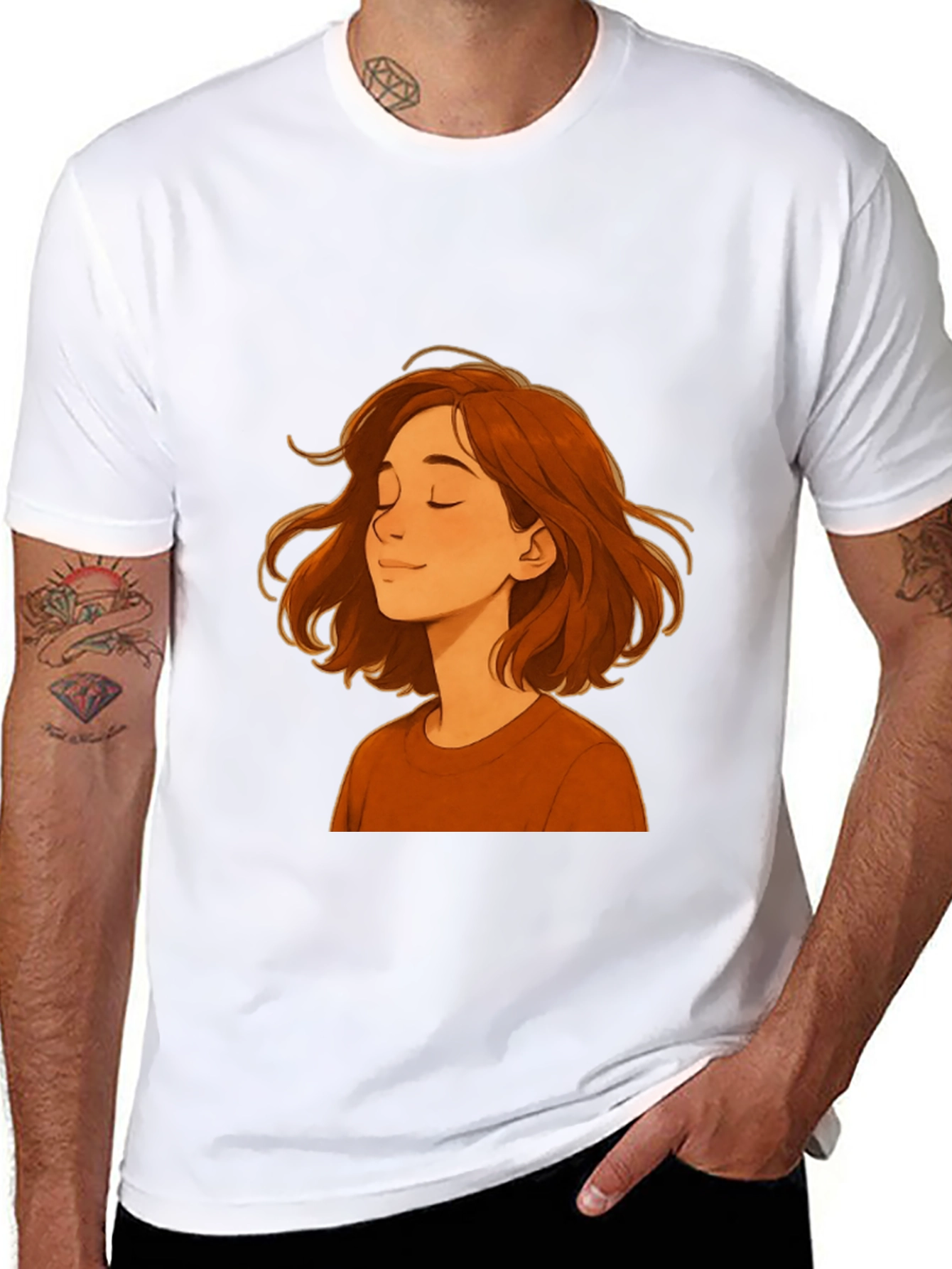 Woman Cartoon Graphic Print Black T-Shirt
